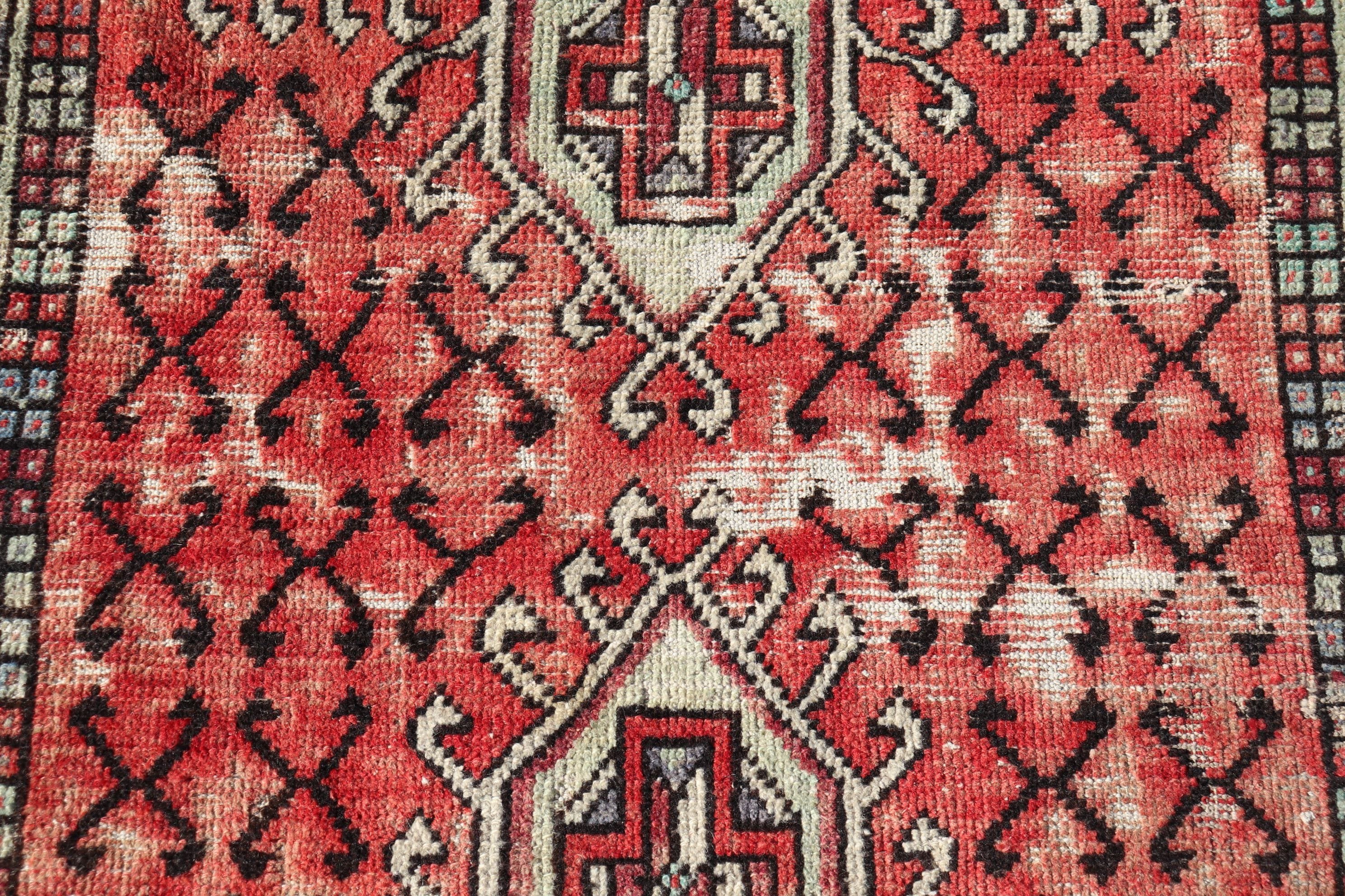 Kitchen Rug, Red Home Decor Rug, Wool Rug, Wall Hanging Rug, Rugs for Kitchen, Bedroom Rug, Turkish Rug, 3x3 ft Small Rugs, Vintage Rug
