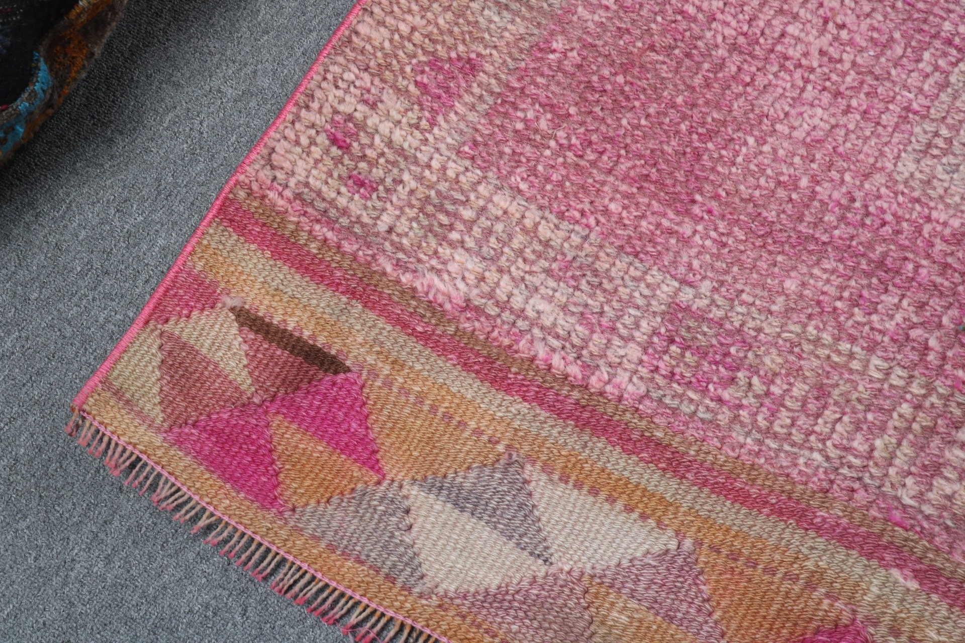 Turkish Rugs, Pink Antique Rugs, Modern Rugs, 3.1x10.1 ft Runner Rug, Beni Ourain Runner Rugs, Kitchen Rug, Stair Rug, Vintage Rug