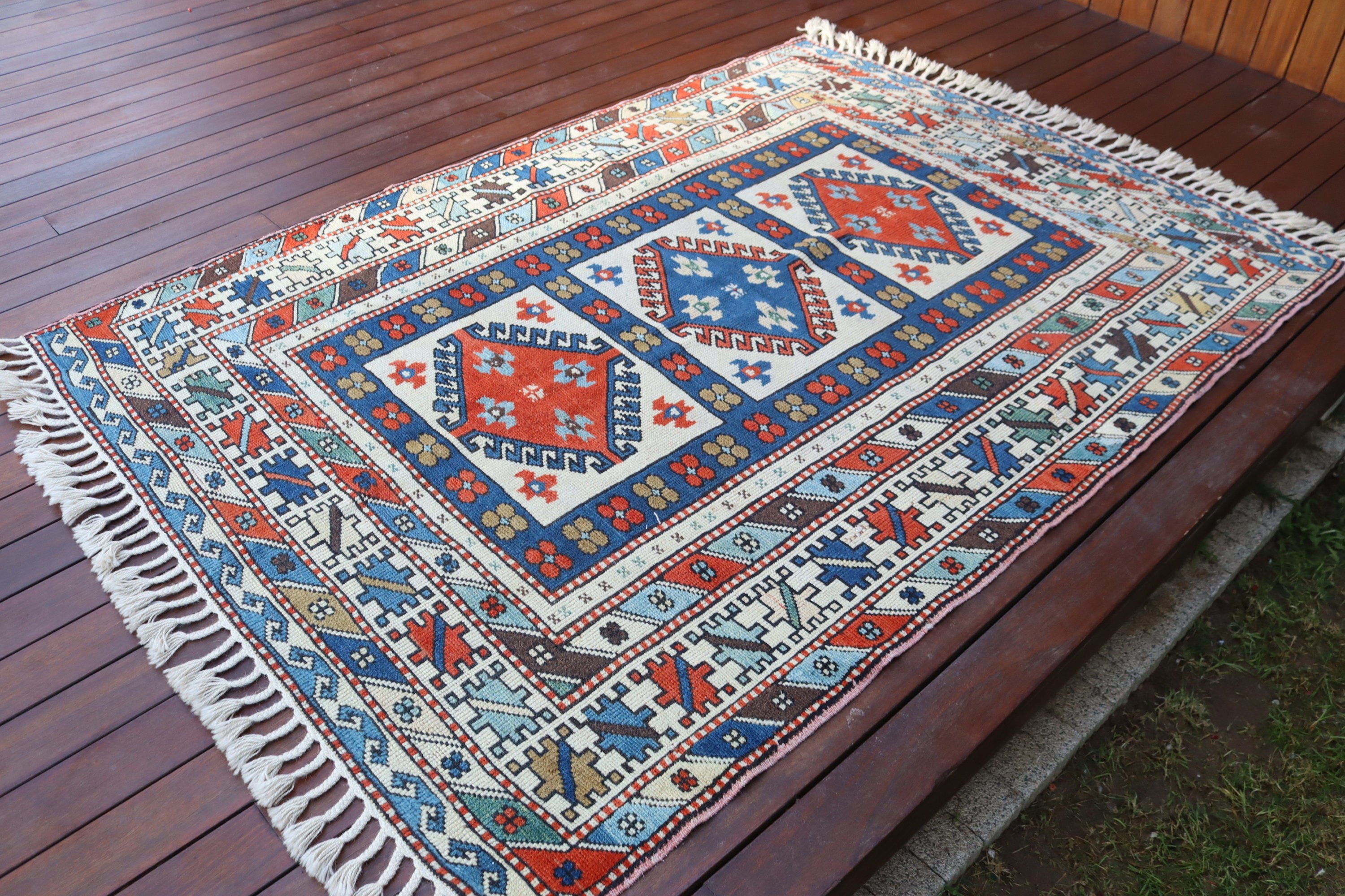 Yemek Odası Halıları, Soğuk Halı, Türk Halısı, Vintage Halılar, Boho Bölge Halıları, Bej Yün Halı, Bohem Halılar, 4,4x6,2 ft Alan Halıları, El Dokuma Halı