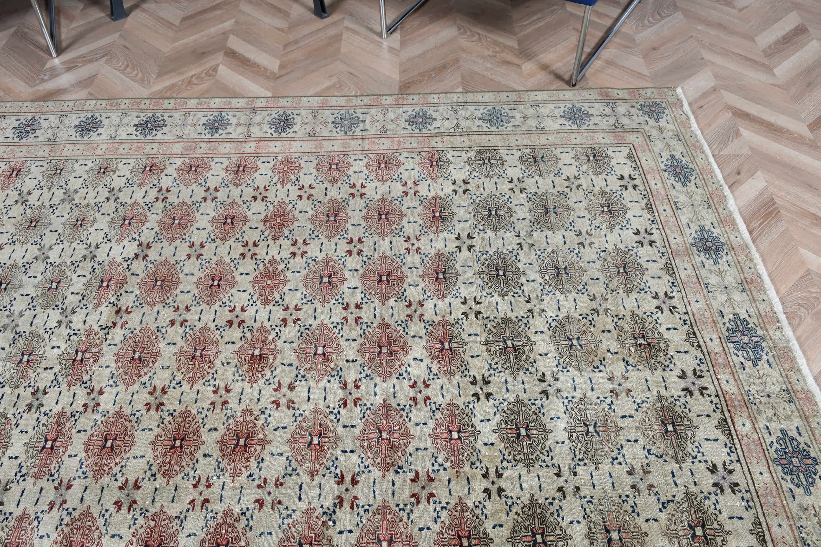 Salon Halıları, Bej Oryantal Halılar, 6,2x9,4 ft Büyük Halı, Vintage Halı, Salon Halısı, Türk Halıları, Oryantal Halılar, Oturma Odası Halısı, Havalı Halı