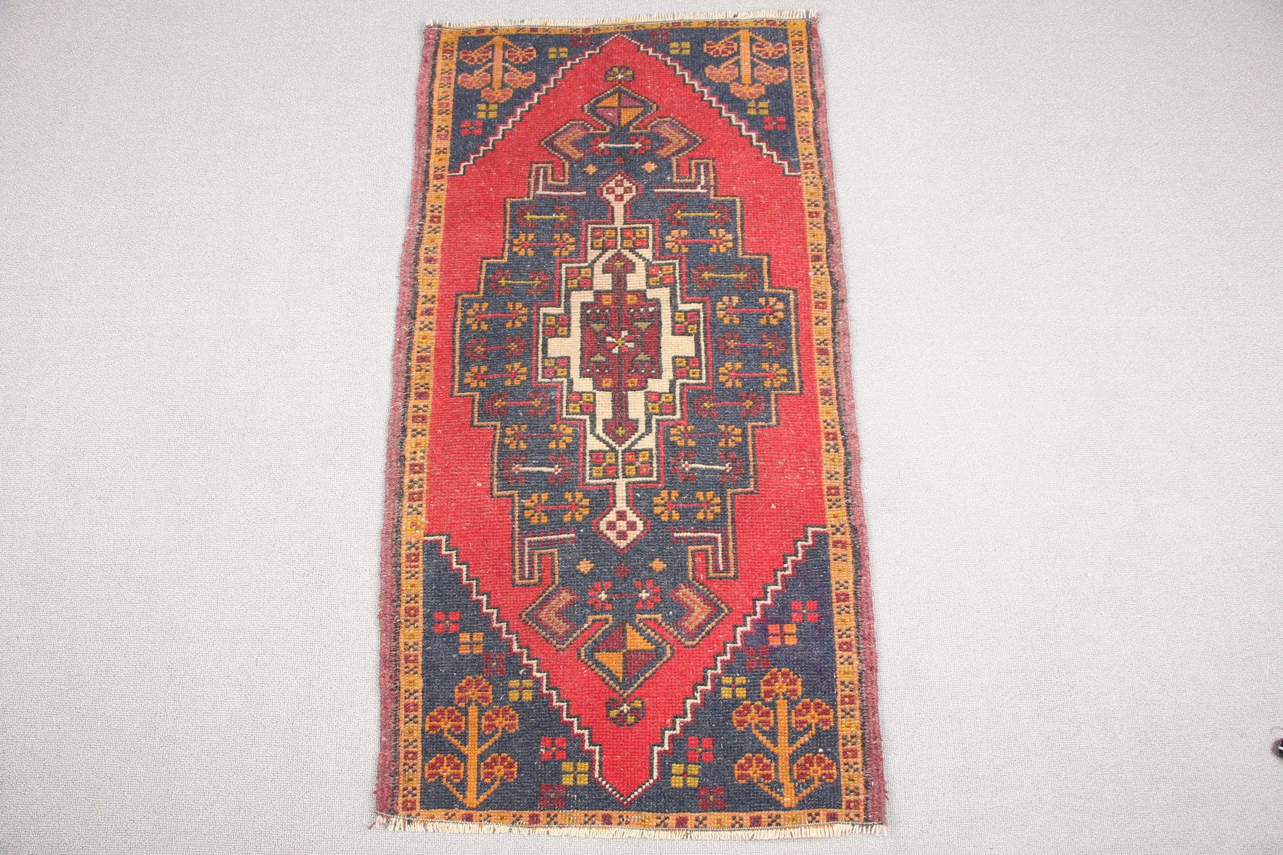 Anatolian Rugs, Red Floor Rug, 1.8x3.5 ft Small Rugs, Vintage Rug, Floor Rugs, Door Mat Rug, Rugs for Nursery, Turkish Rugs, Bedroom Rug