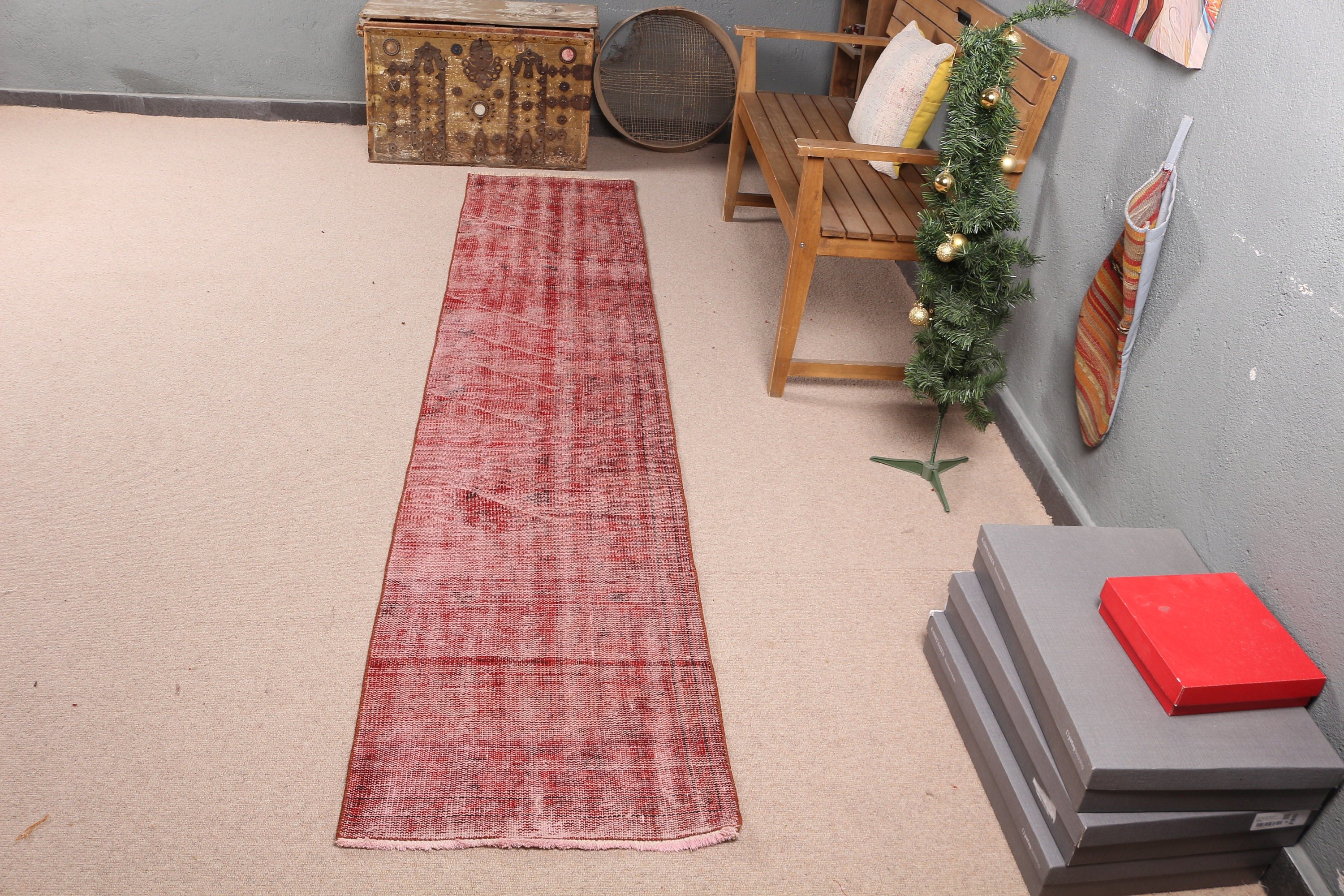 Rugs for Hallway, Red Bedroom Rug, Corridor Rugs, 1.9x9.4 ft Runner Rug, Moroccan Rugs, Vintage Rug, Stair Rug, Turkish Rug, Wool Rug