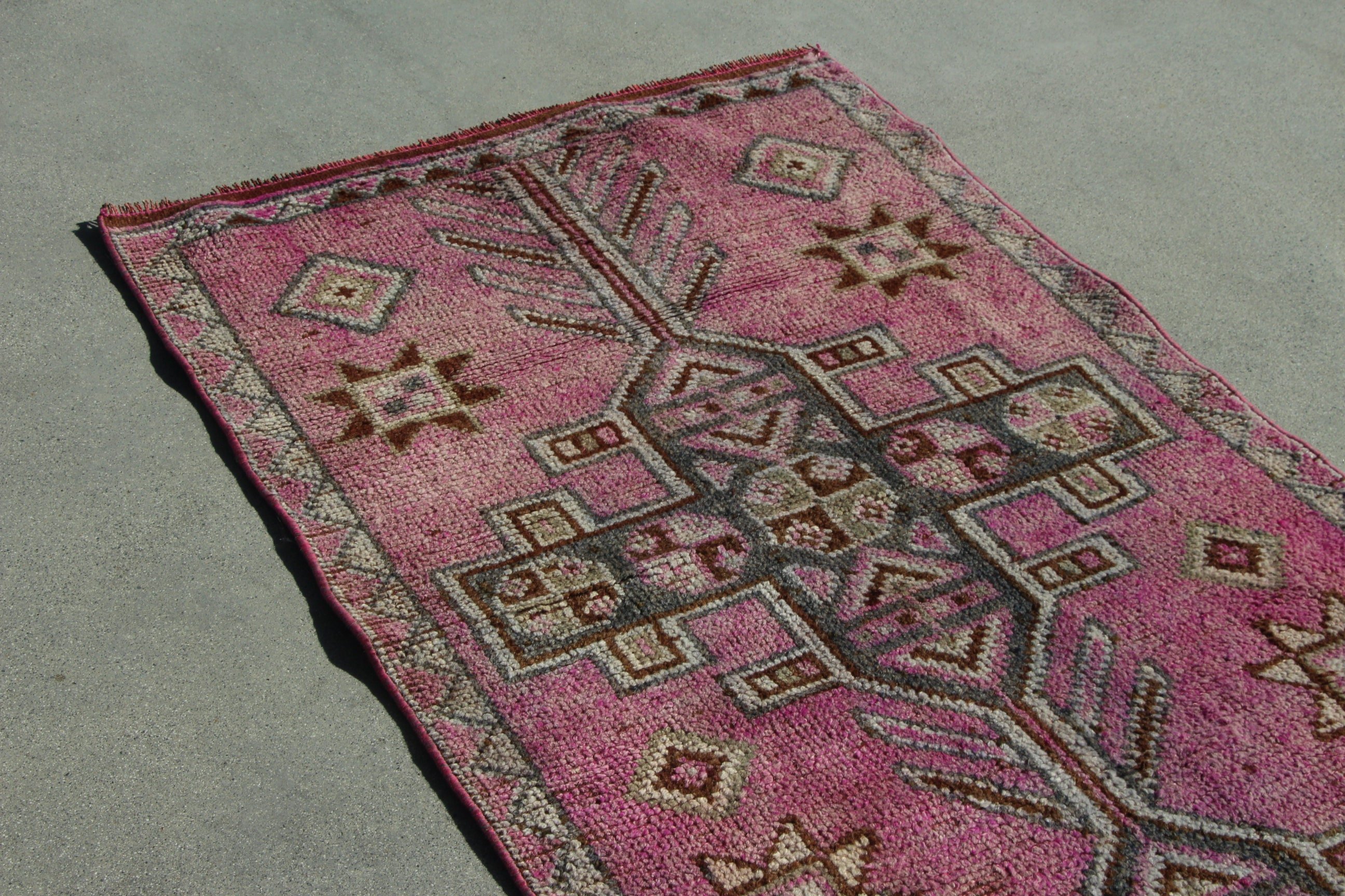 Uzun Yolluk Halıları, Lüks Halılar, Türk Halısı, 2,8x10,2 ft Koşucu Halıları, Boho Halıları, Pembe Yer Halıları, Açıklama Halısı, Vintage Halı, Koridor Halısı