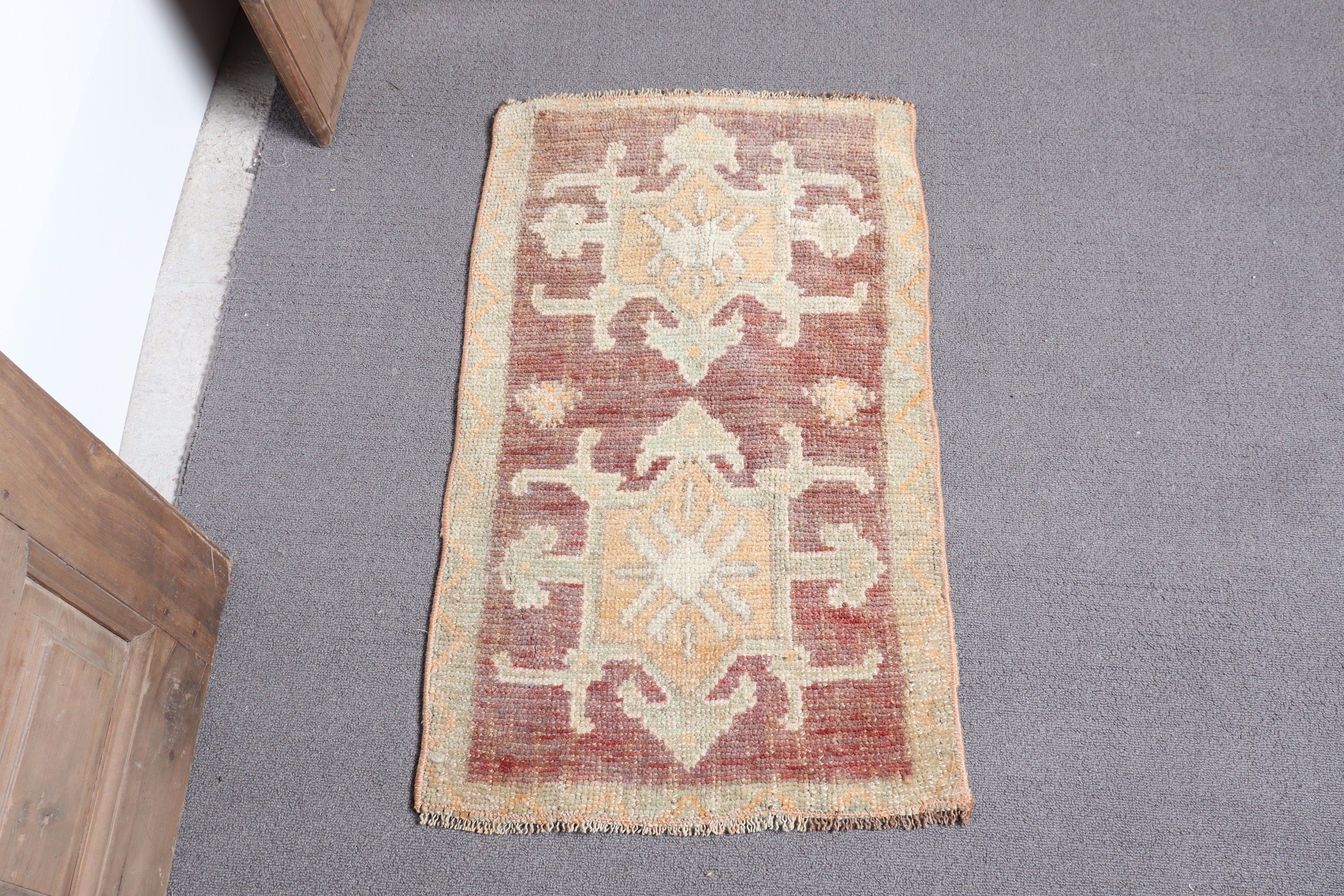 1.4x2.4 ft Küçük Halı, Banyo Halısı, Yeşil Fas Halıları, Oryantal Halı, Vintage Halılar, Dış Mekan Halısı, Türk Halıları, Yün Halı, Duvara Asılı Halılar