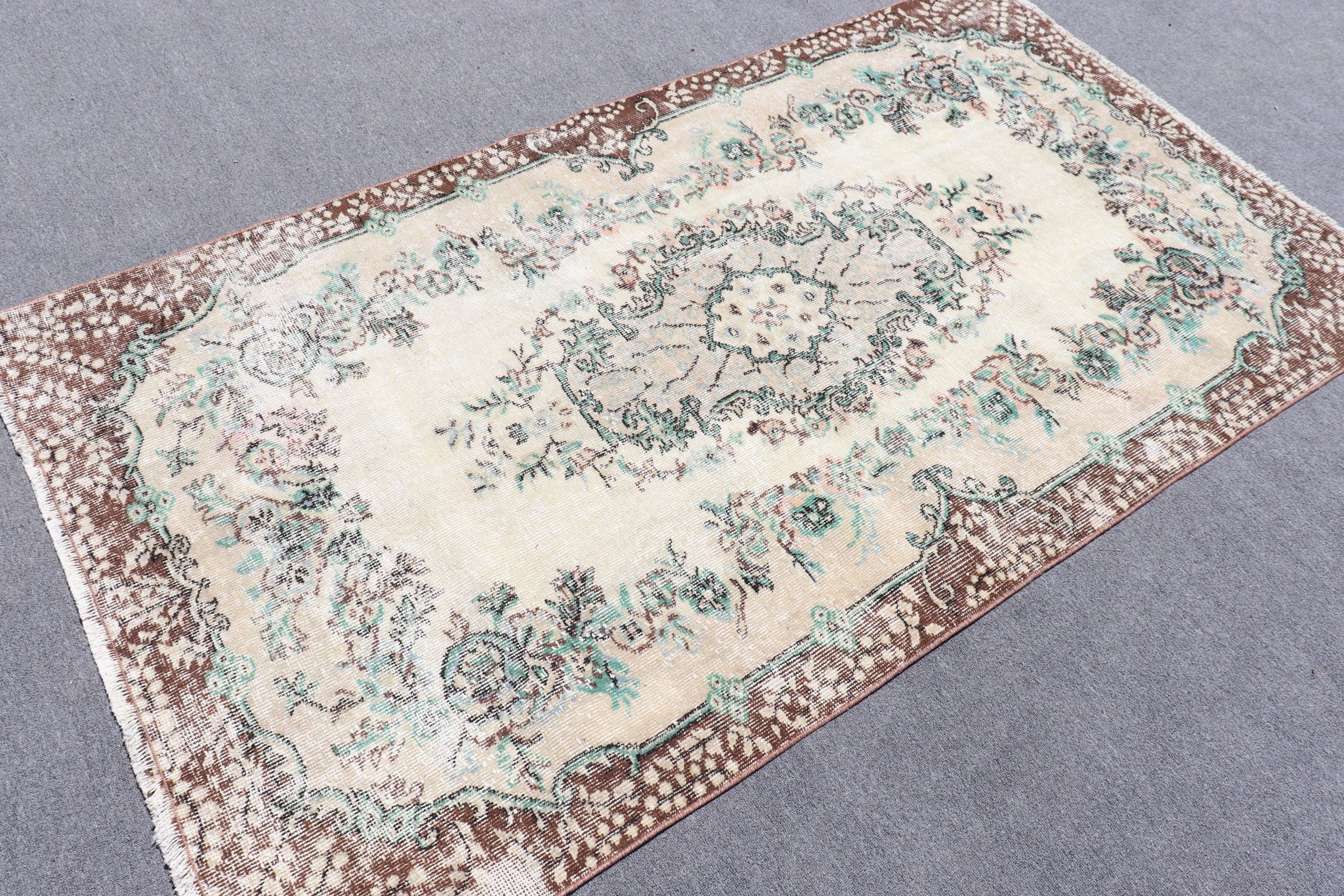 Oriental Rug, Rugs for Nursery, Turkish Rugs, Bedroom Rug, Beige Oriental Rug, Floor Rugs, Antique Rugs, Vintage Rug, 3.9x6.9 ft Area Rug