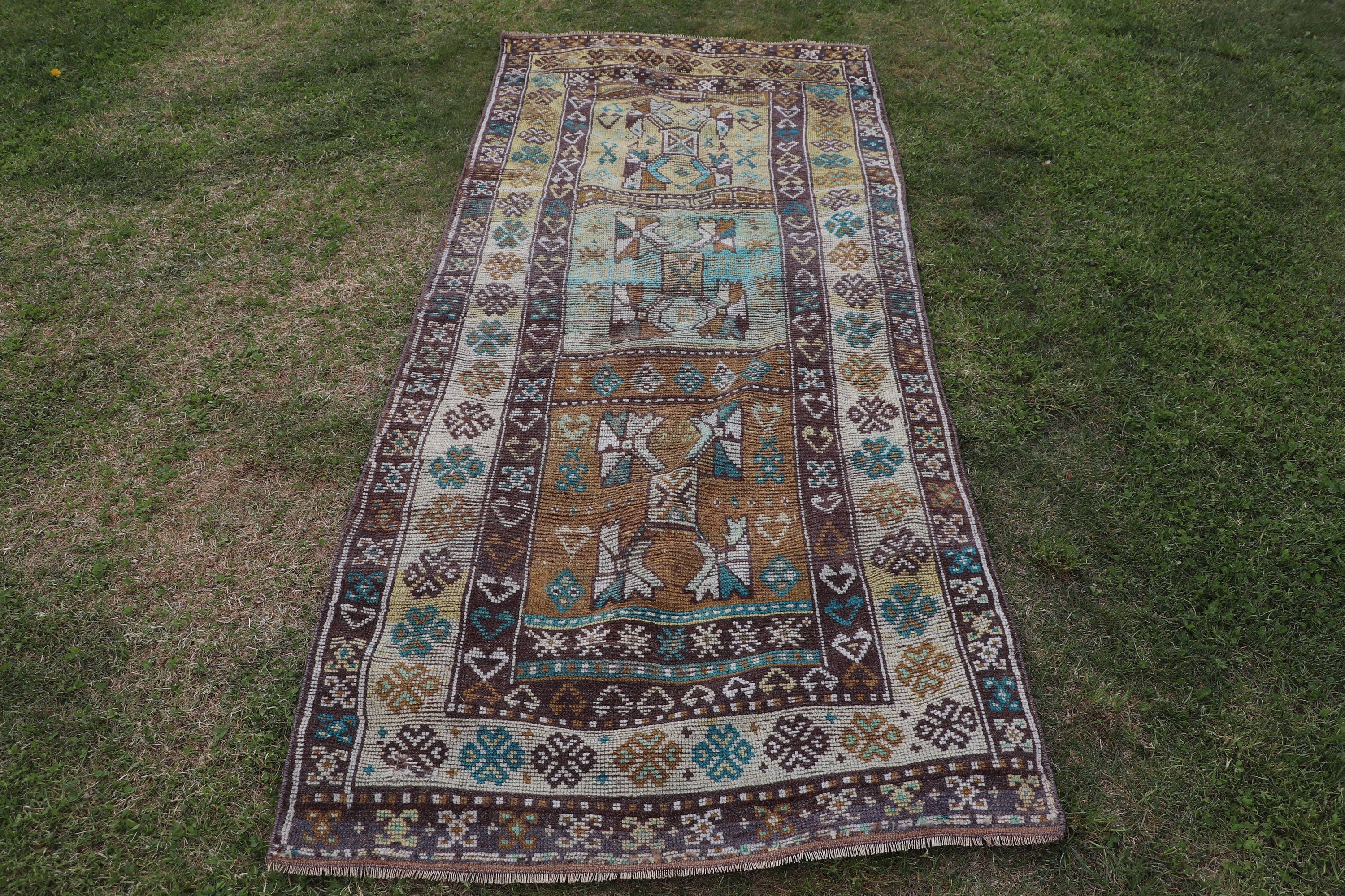 3.1x7.5 ft Aksan Halıları, Türk Halıları, Modern Halılar, Bronz Nötr Halı, Fas Halıları, Vintage Vurgulu Halılar, Vintage Halı, Yatak Odası Halısı