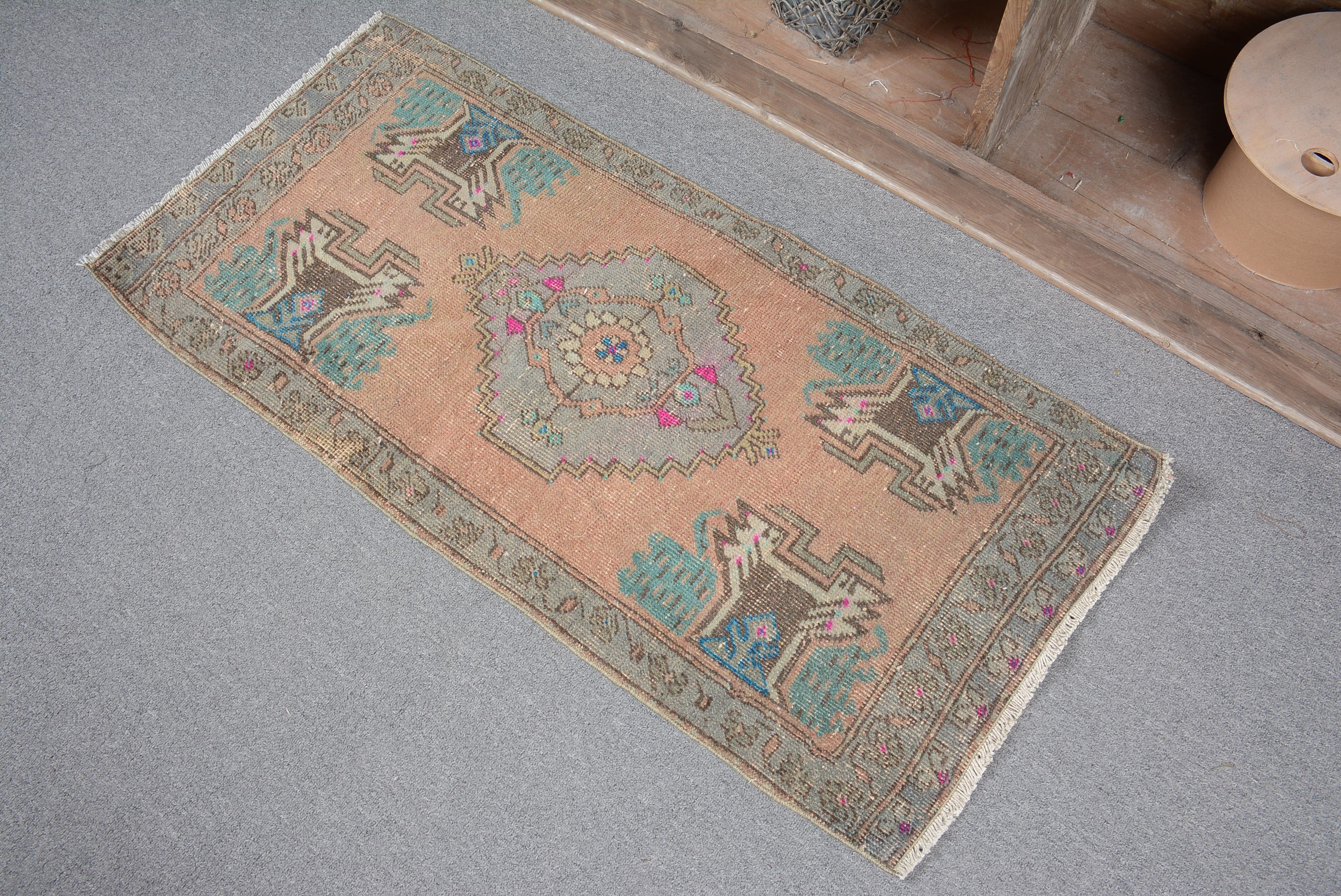 Bedroom Rug, Turkish Rug, Bathroom Rugs, Outdoor Rugs, Vintage Rug, Blue Home Decor Rugs, Kitchen Rug, 1.7x3.8 ft Small Rug, Rugs for Bath