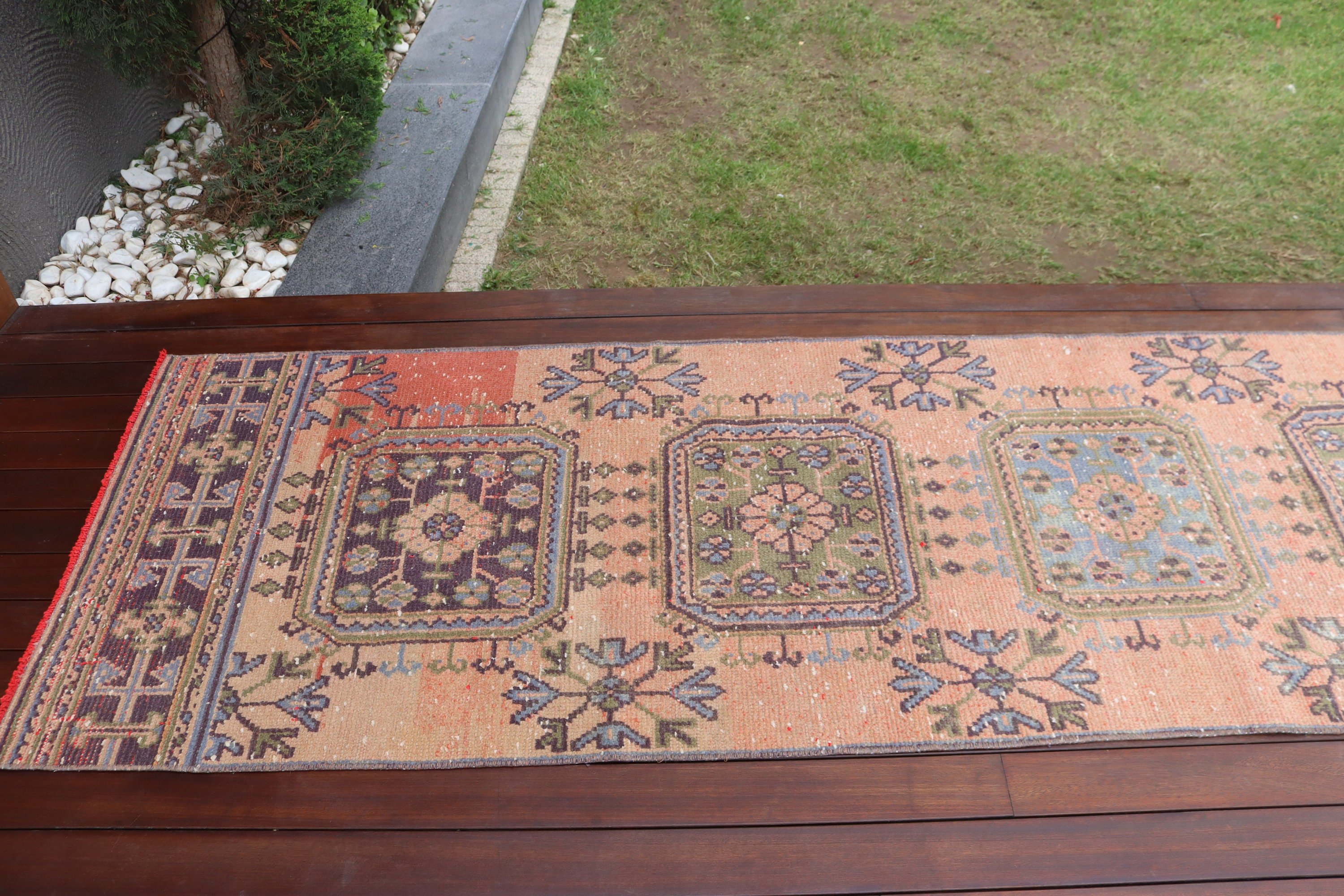 Türk Halıları, Yer Halıları, 2.9x10.9 ft Runner Halıları, Koridor Halıları, Vintage Halılar, Turuncu Yer Halıları, Yatak Odası Halıları, Beni Ourain Runner Halısı