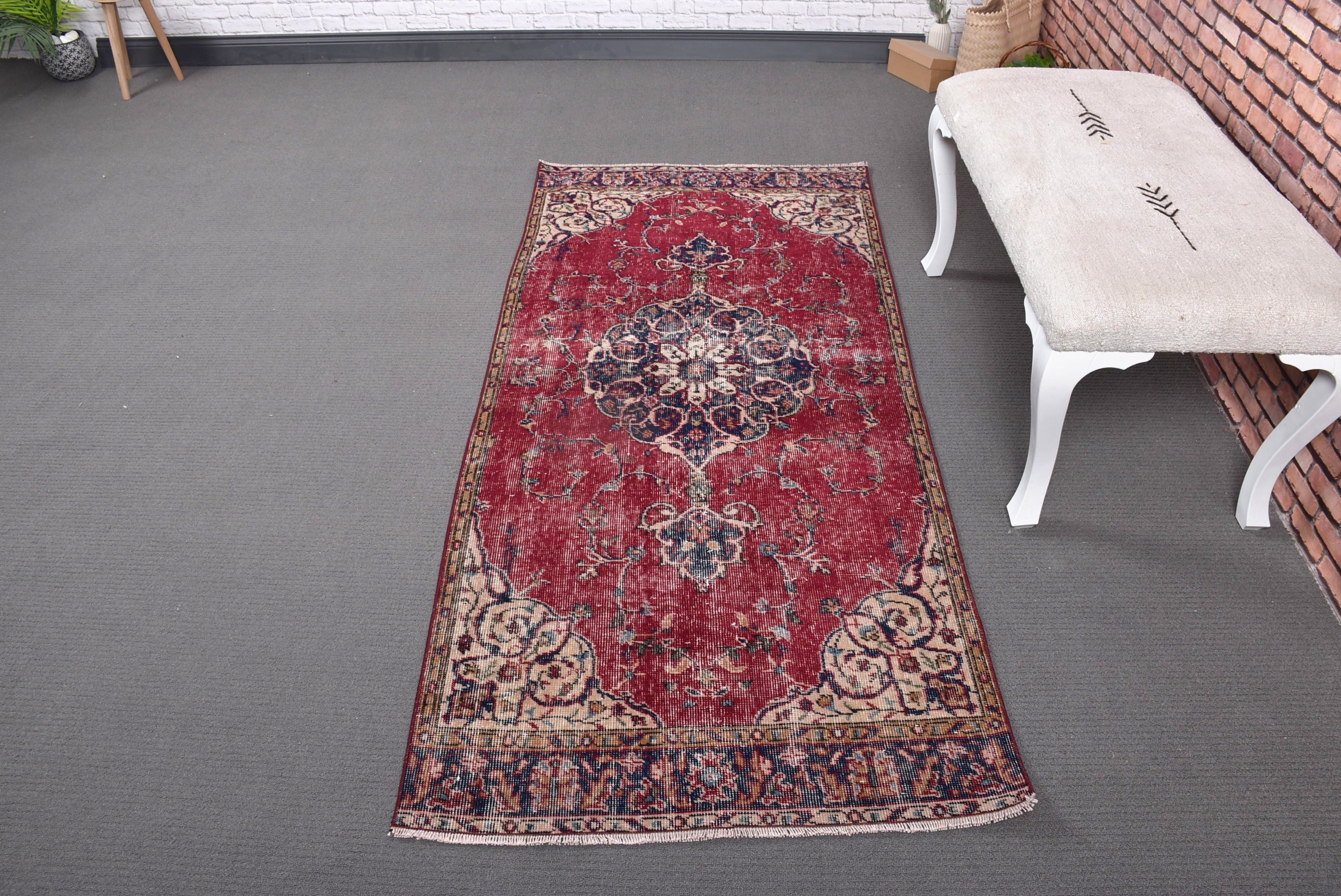 2,8x6,3 ft Aksan Halıları, Vintage Halılar, Anadolu Halısı, Yer Halısı, Boho Vurgulu Halılar, Yatak Odası Halıları, Çocuk Halısı, Kırmızı El Dokuma Halı, Türk Halısı