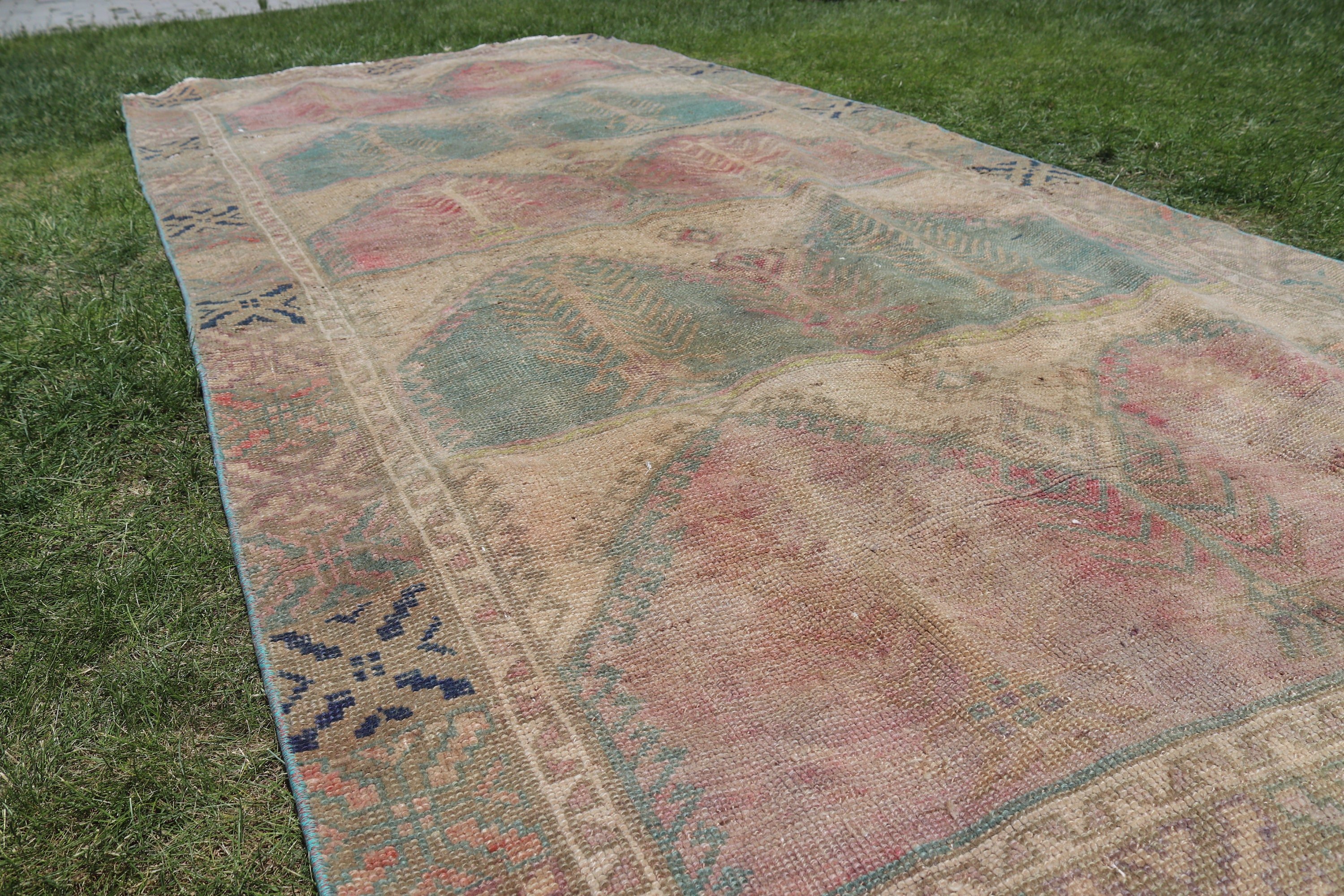 5x11.5 ft Large Rug, Pink Geometric Rug, Vintage Rug, Cool Rugs, Aesthetic Rug, Turkish Rug, Dining Room Rugs, Antique Rug, Large Boho Rugs