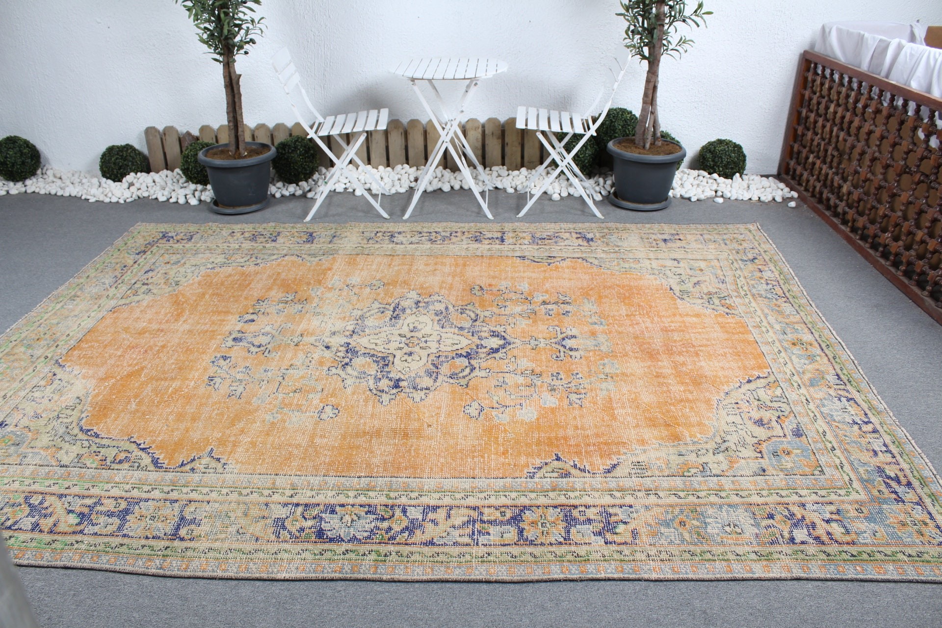 Saloon Rug, Orange Oushak Rug, Art Rug, Oriental Rug, Turkish Rug, Floor Rug, 7.5x10.4 ft Oversize Rug, Salon Rugs, Vintage Rug, Cute Rugs