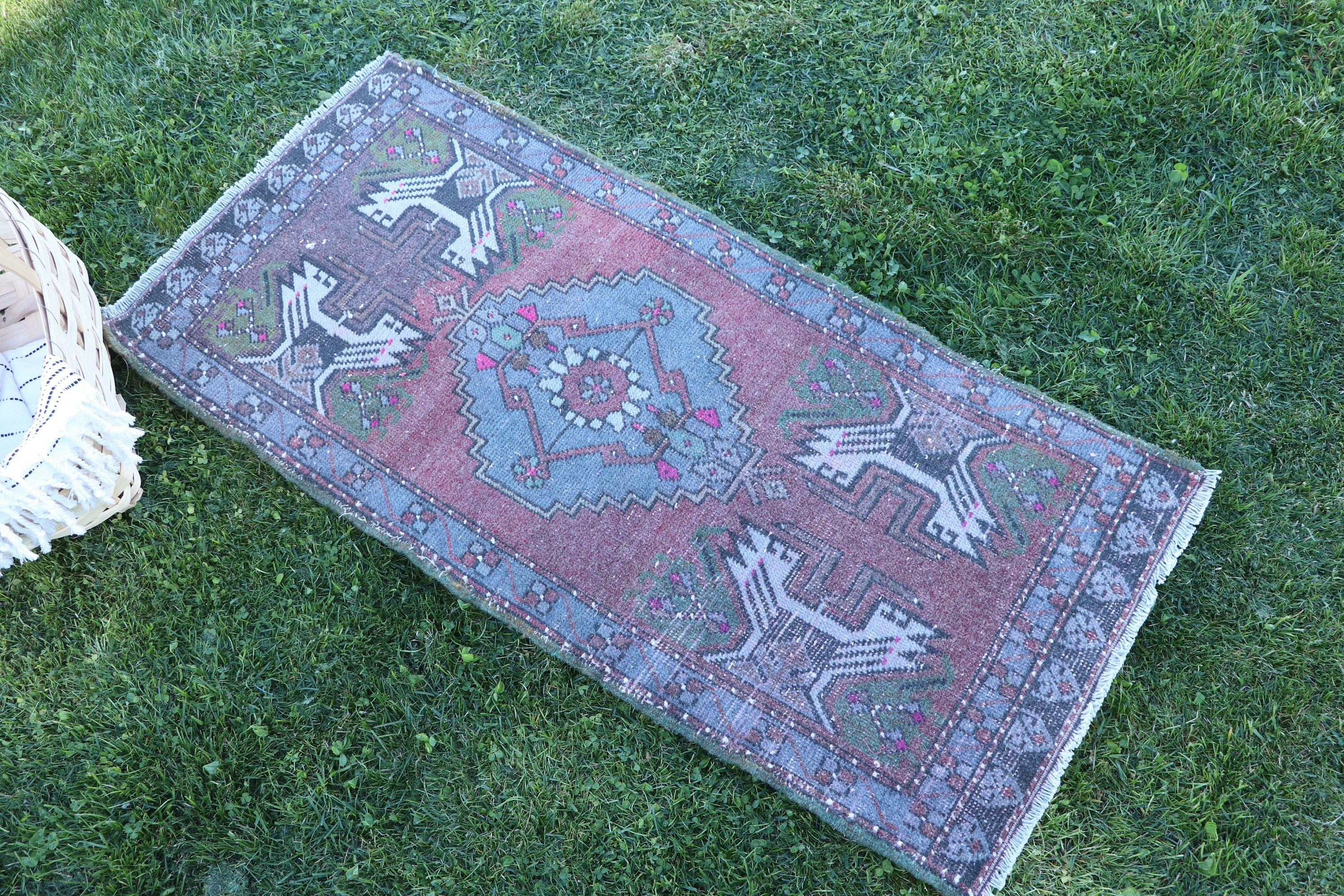 Bath Rugs, Turkey Rugs, Vintage Rug, Turkish Rugs, Oriental Rugs, Purple Statement Rug, Boho Rugs, 1.6x3.6 ft Small Rugs, Wall Hanging Rugs