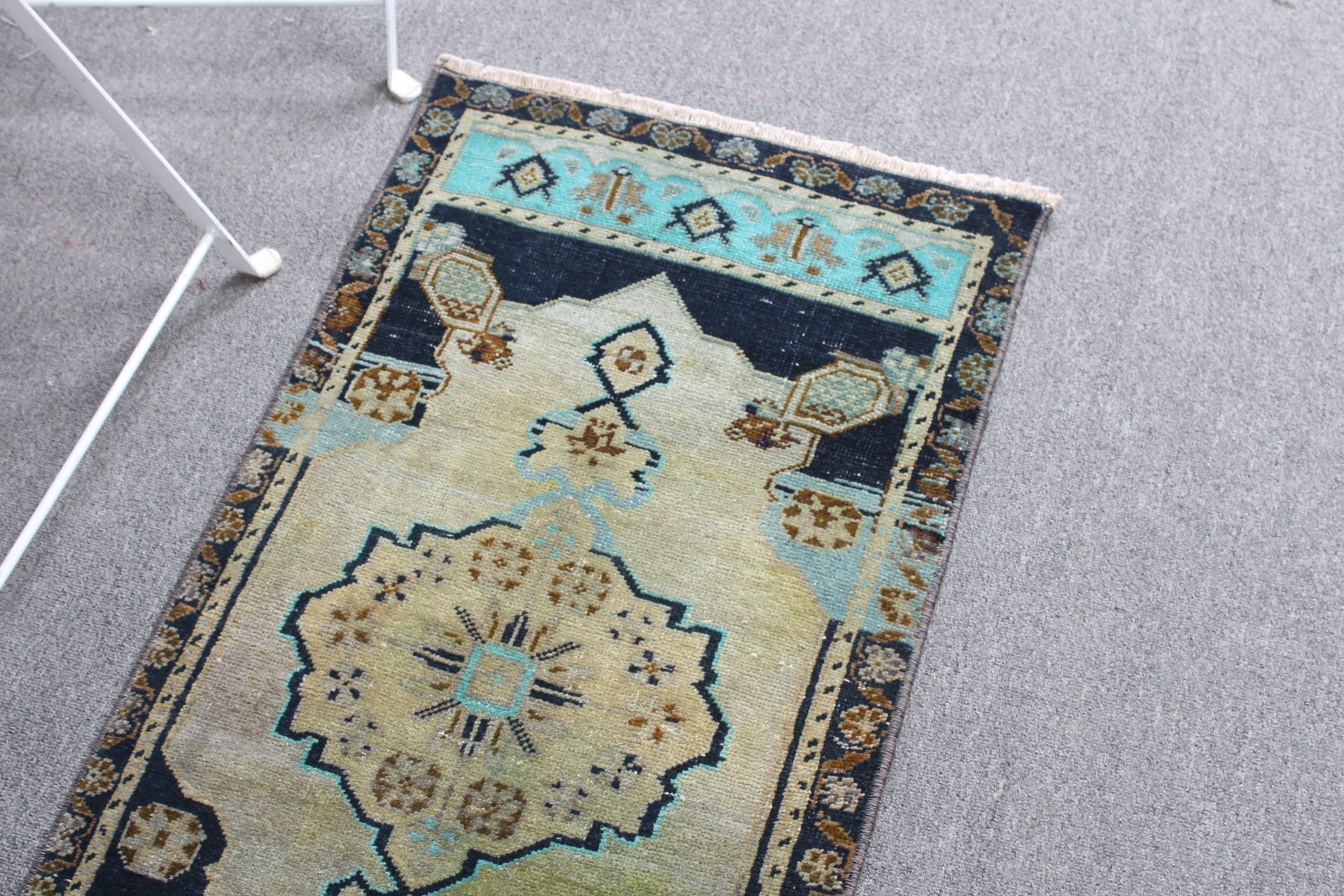 Kitchen Rug, Bathroom Rug, Rugs for Door Mat, Green Floor Rug, Wool Rug, Bedroom Rugs, Vintage Rugs, 1.6x3.2 ft Small Rug, Turkish Rug