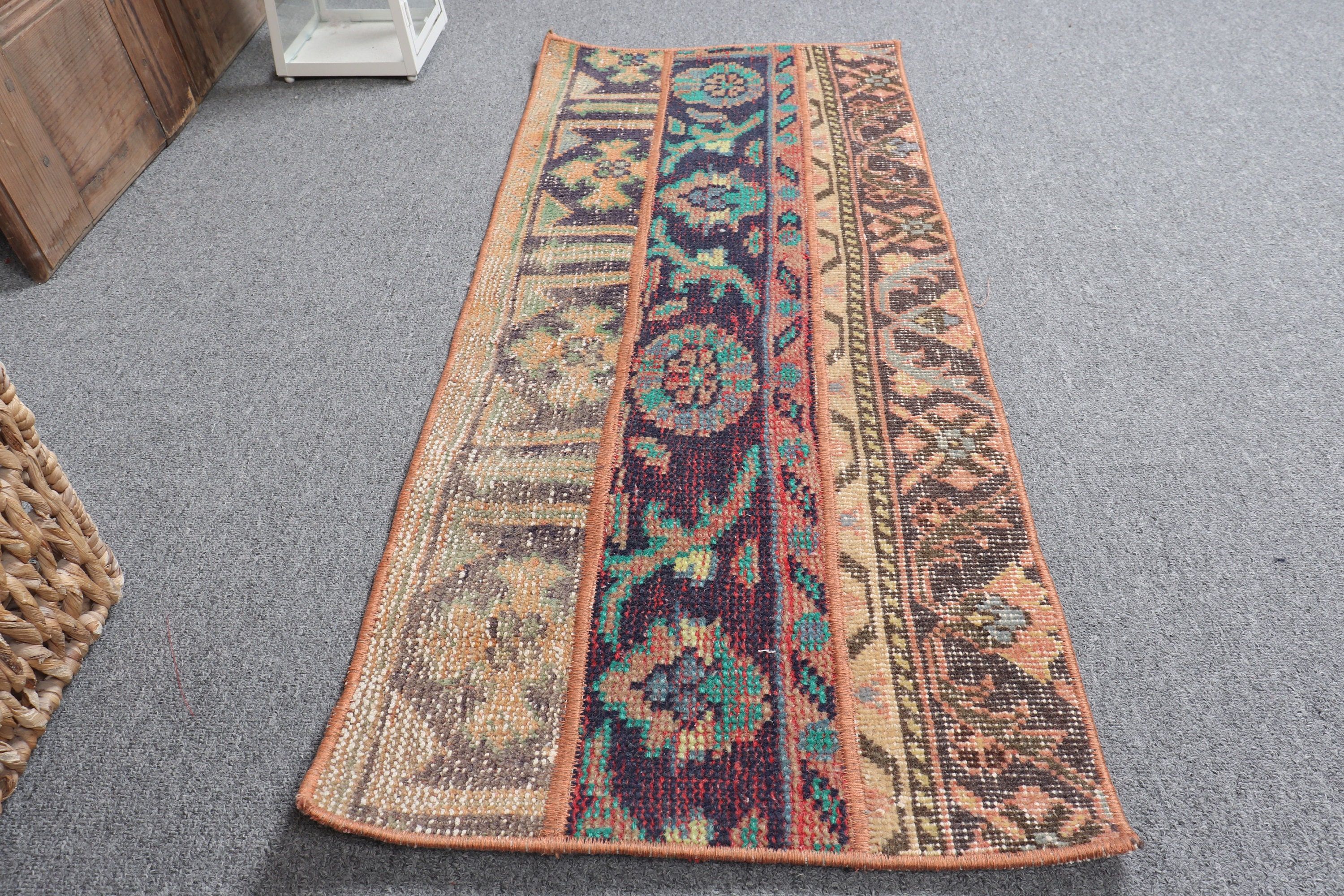 1.4x3.3 ft Küçük Halı, Mutfak Halıları, Kahverengi Yer Halıları, Yatak Odası Halıları, Havalı Halı, Banyo Halıları, Vintage Halı, Türk Halıları, Banyo Halısı