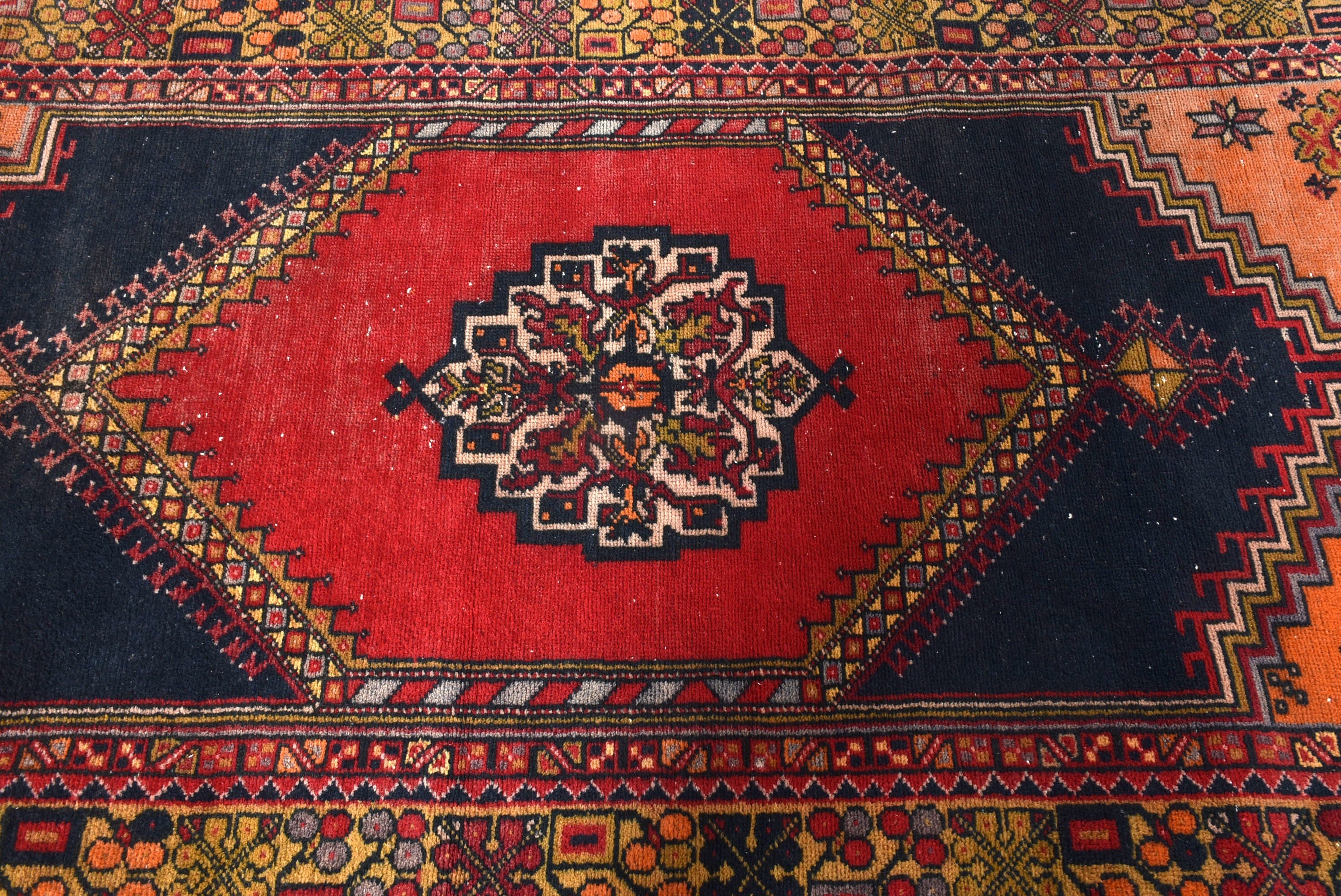 El Yapımı Halı, El Dokuma Halı, Oryantal Halı, Kırmızı Fas Halıları, Boho Alan Halısı, 3,9x7,2 ft Alan Halıları, Vintage Halılar, Türk Halısı, İç Mekan Halısı