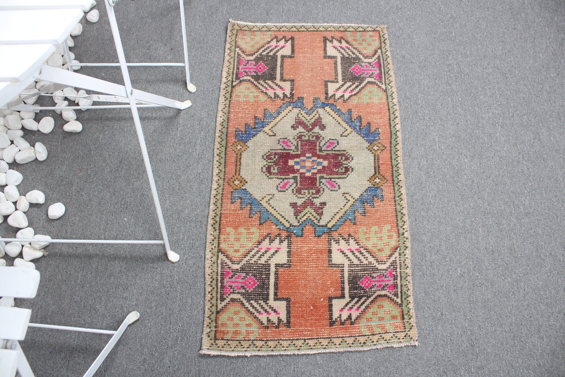 Vintage Rug, Turkish Rug, Kitchen Rug, Bathroom Rug, Floor Rugs, Distressed Rug, Red Anatolian Rugs, Home Decor Rug, 1.6x3.1 ft Small Rug