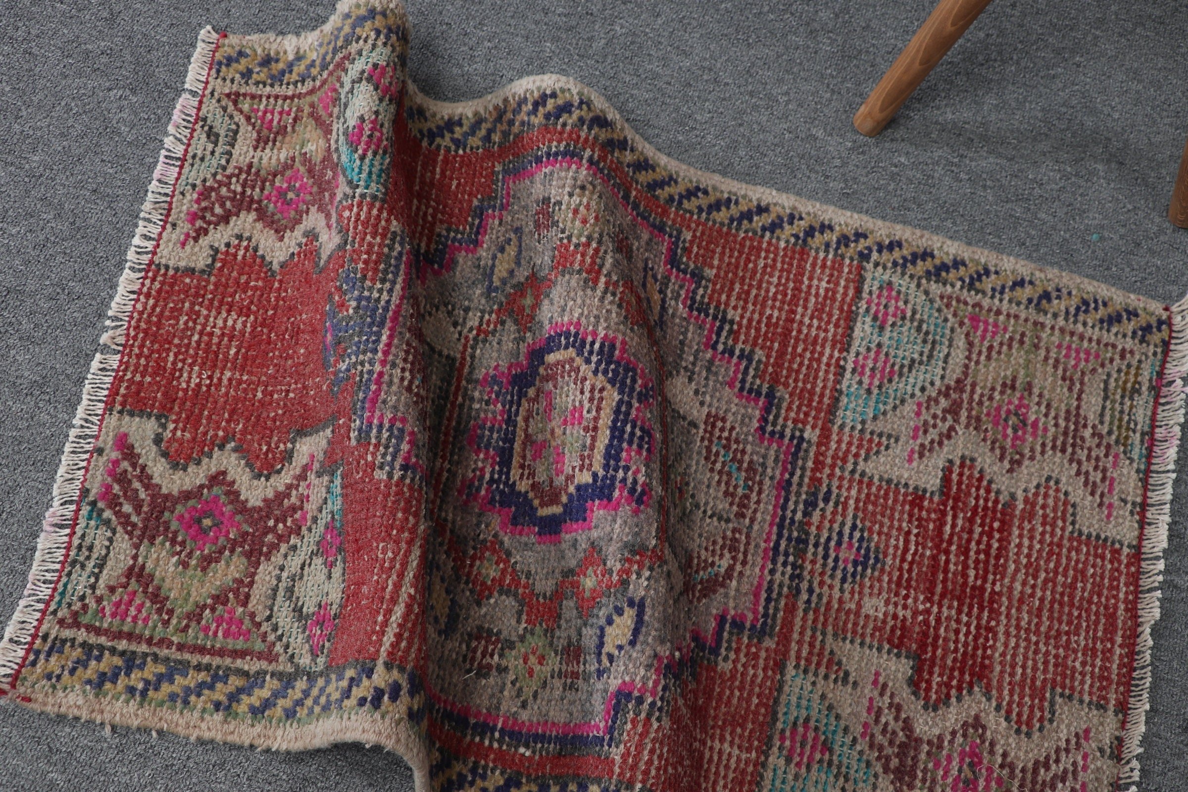 Kırmızı Anadolu Halıları, Çocuk Halısı, Mutfak Halıları, Türk Halısı, Yün Halı, Mutfak Halıları, 1.6x2.8 ft Küçük Halı, Vintage Halı