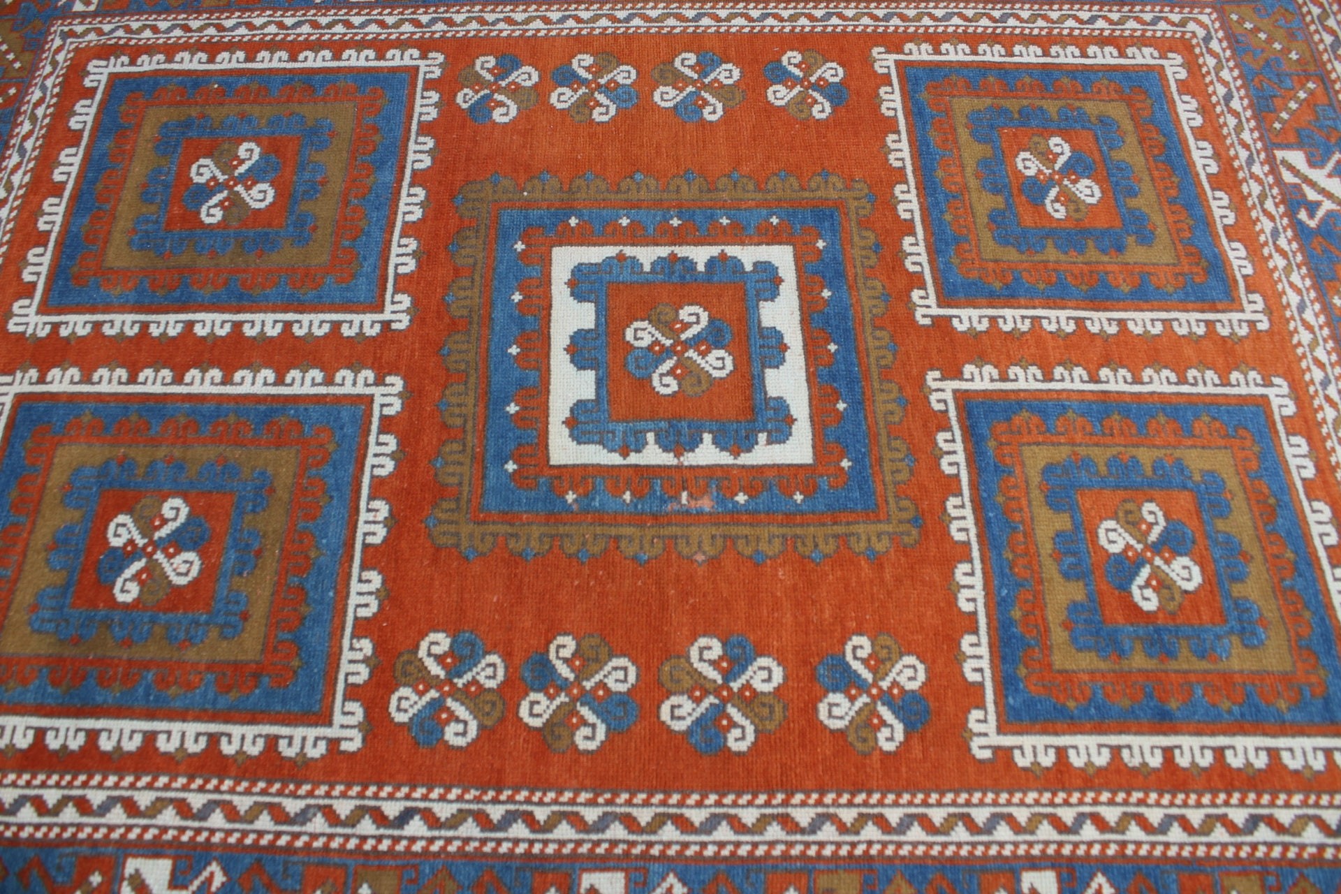 Ev Dekorasyonu Halısı, Sanat Halıları, Yatak Odası Halısı, Türk Halıları, Yemek Odası Halısı, Turuncu Anadolu Halısı, Vintage Halı, 5.6x7.4 ft Büyük Halı