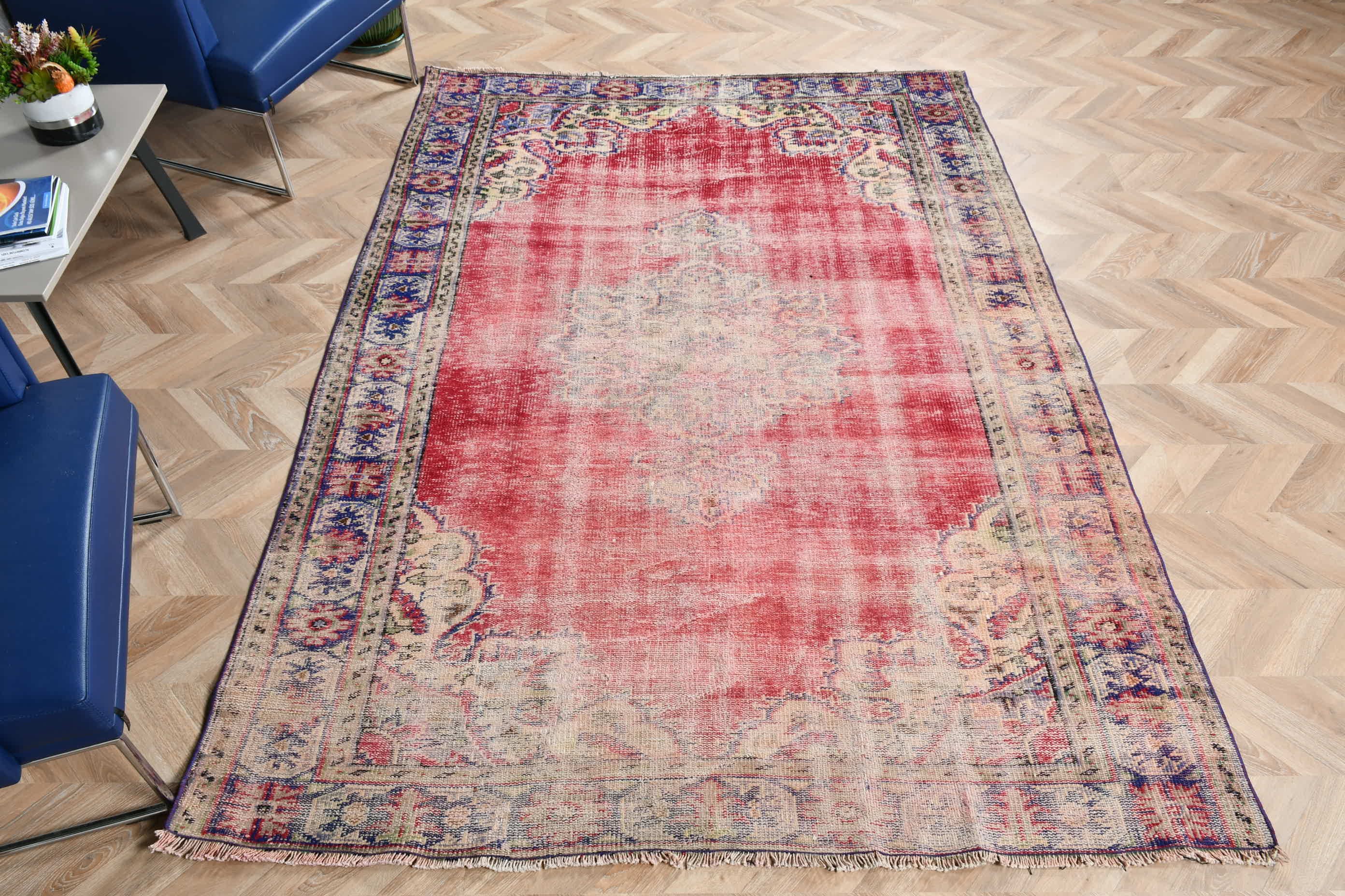 Anatolian Rug, Living Room Rugs, Vintage Rug, Red Cool Rug, Cool Rugs, Turkish Rug, Large Wool Rug Rugs, Bedroom Rug, 5.6x8.2 ft Large Rugs