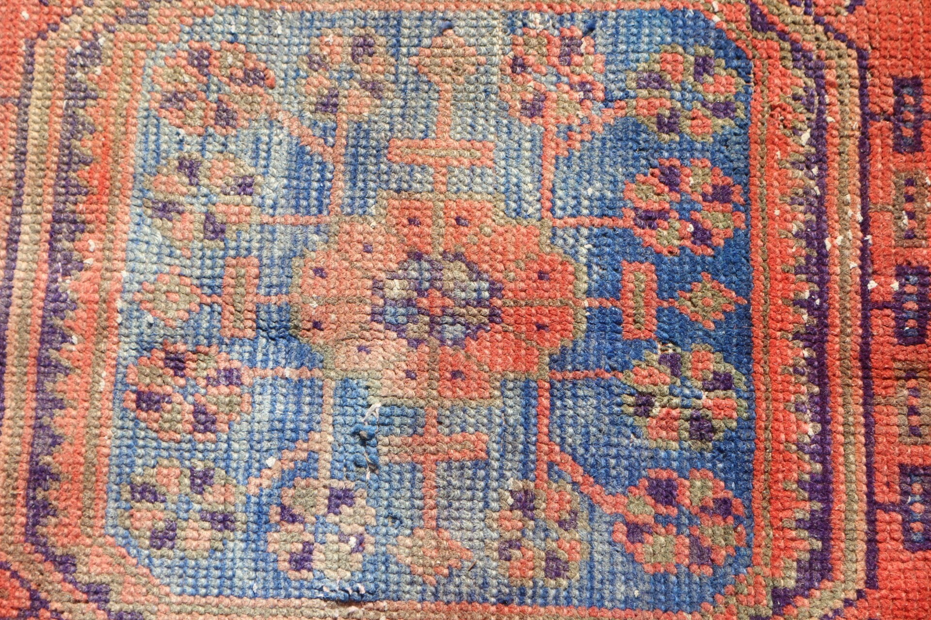 Vintage Halı, 3.3x3.3 ft Küçük Halı, Kırmızı Yatak Odası Halısı, Paspas Halıları, Türk Halısı, Pastel Halılar, Mutfak Halıları, Oushak Halısı, Çocuk Halıları