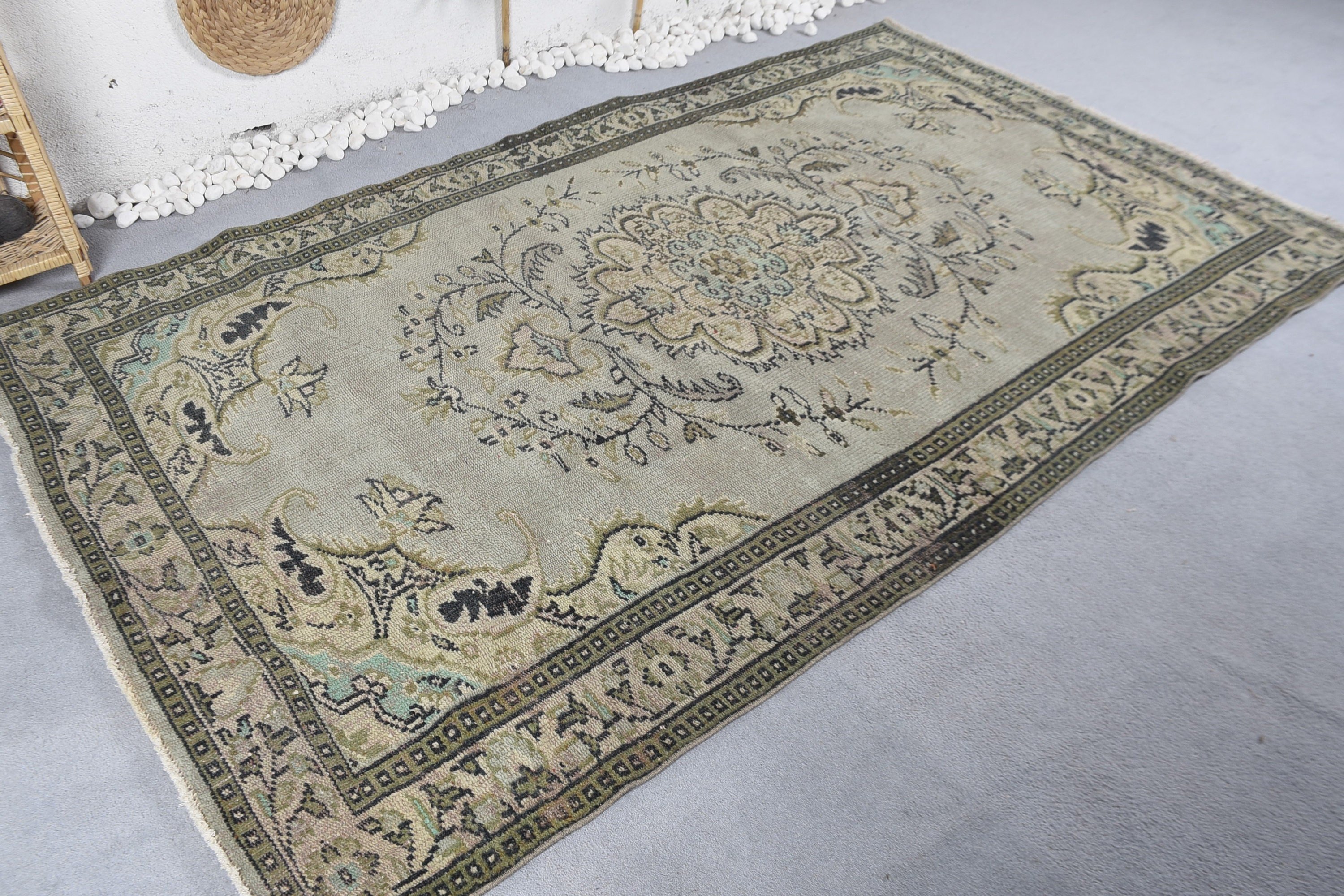 Antika Halı, Oturma Odası Halısı, 5.4x8.7 ft Büyük Halı, Yeşil Antika Halı, Oushak Halı, Vintage Halılar, Yemek Odası Halısı, Türk Halısı, Aztek Halısı