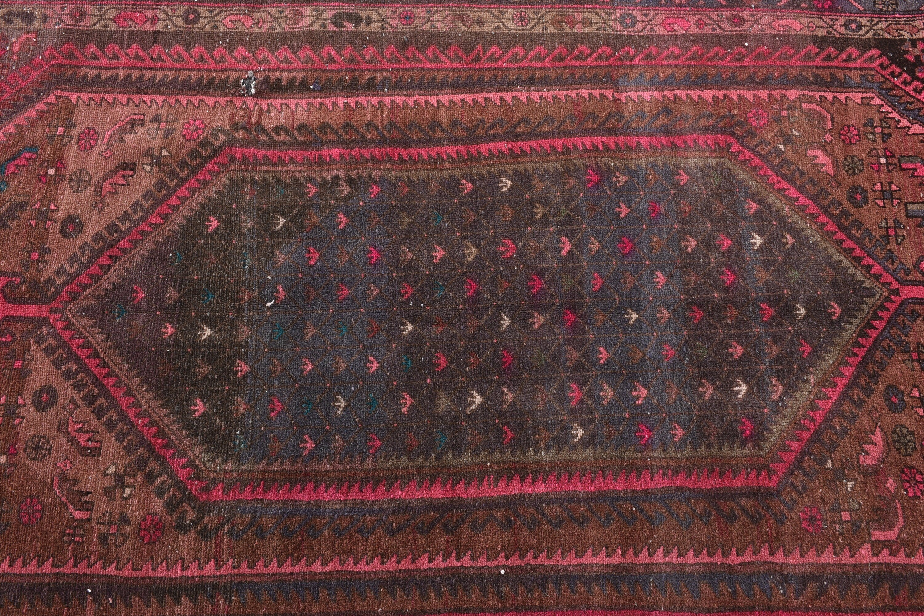 Kahverengi Antika Halı, Vintage Halı, Oturma Odası Halıları, Yün Halı, 4,3x9,4 ft Büyük Halılar, Salon Halıları, Türk Halıları, Salon Halısı, Oryantal Halı