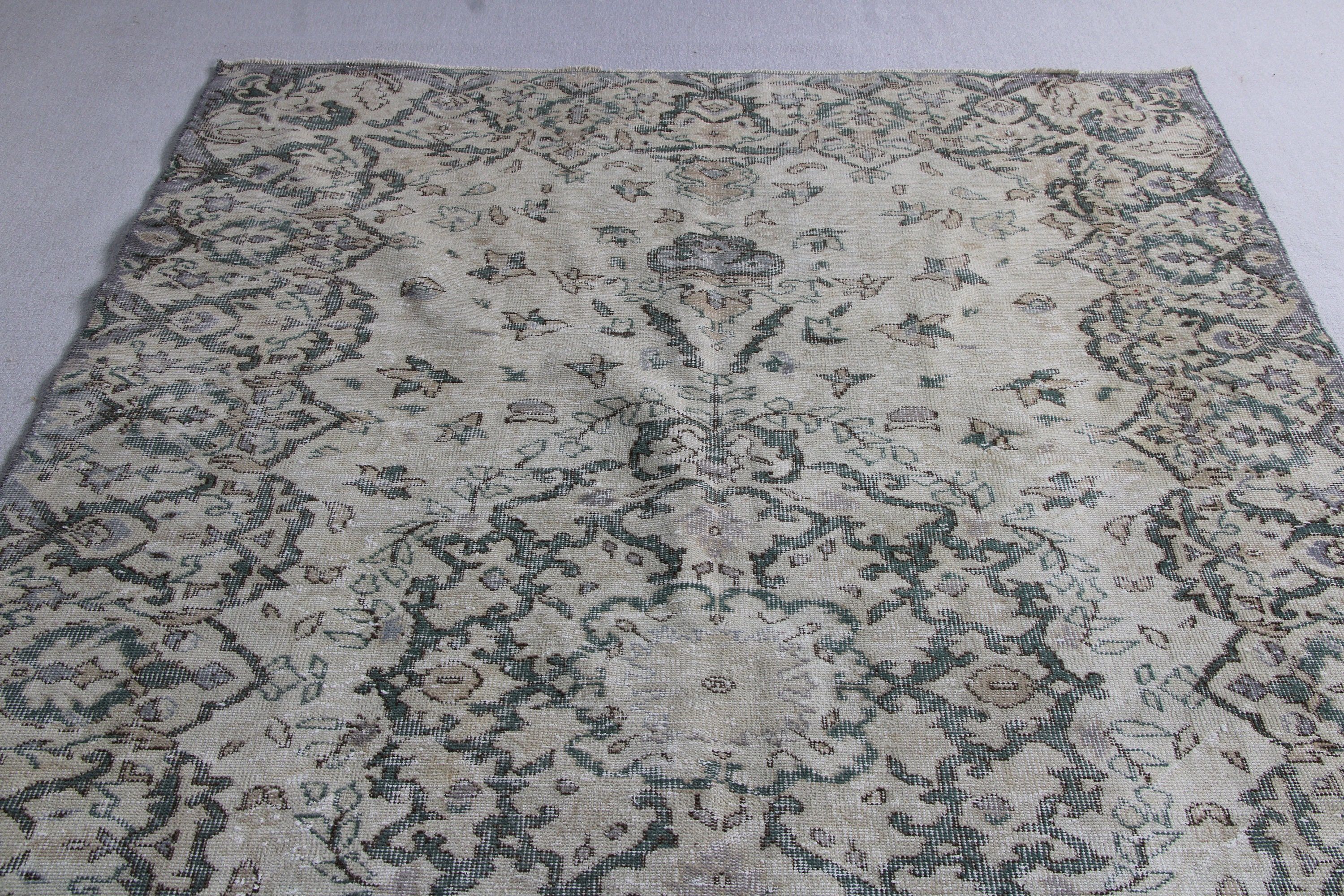 5.8x9.5 ft Büyük Halılar, Bej Bildirimi Halı, Büyük Vintage Halılar, Aztek Halıları, Lüks Halı, Antika Halı, Türk Halısı, Vintage Halı, Yatak Odası Halısı