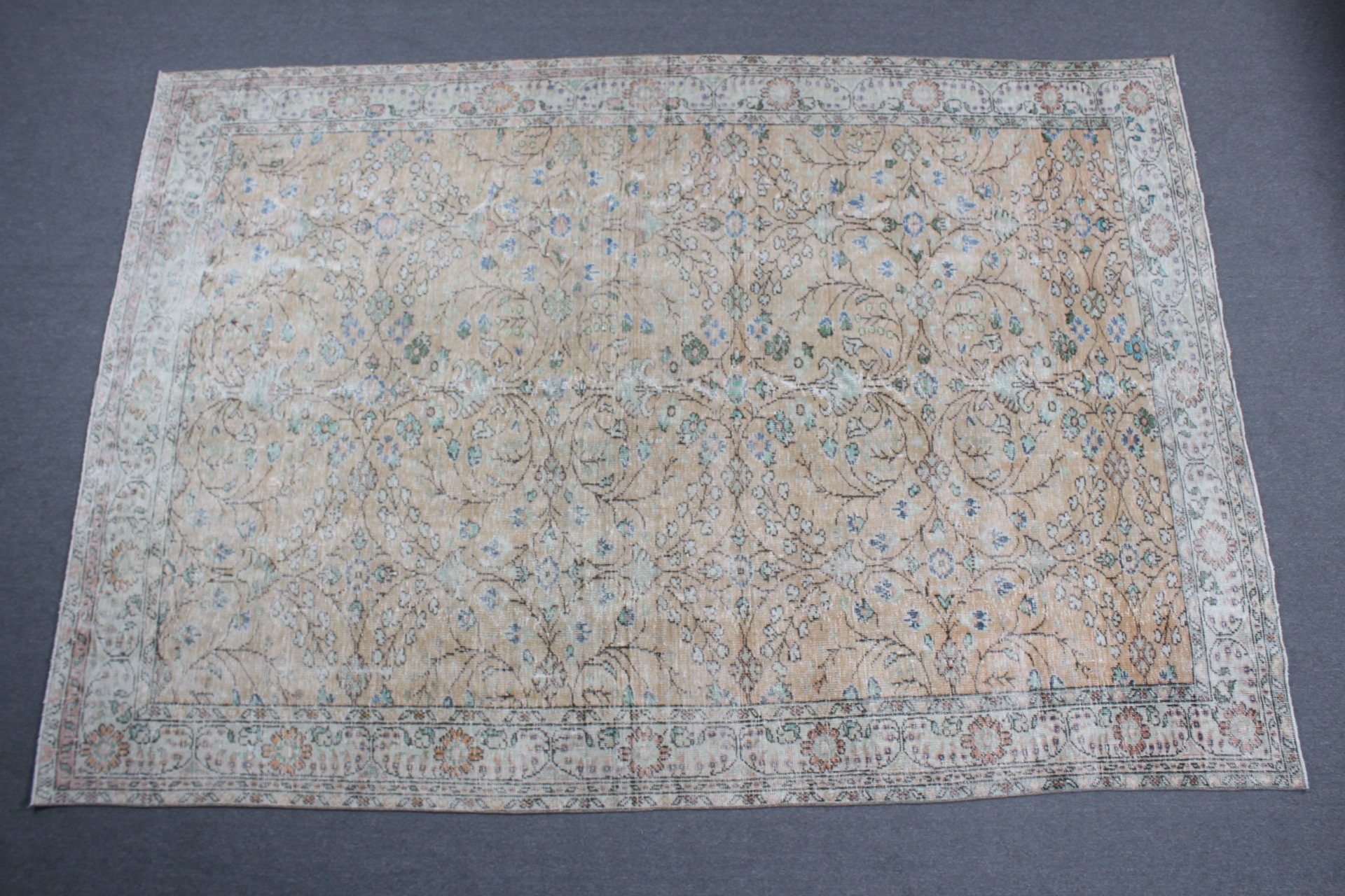 Turuncu Oryantal Halı, Etnik Halılar, Vintage Halı, Yemek Odası Halıları, Salon Halısı, 7.6x11 ft Büyük Boy Halılar, Oryantal Halı, Havalı Halı, Türk Halıları