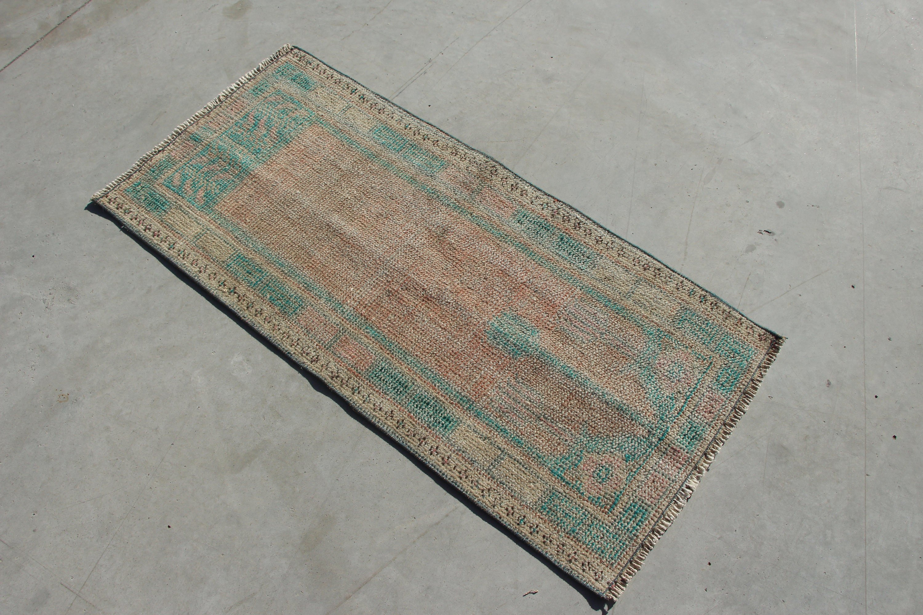 Vintage Rug, Moroccan Rug, Bedroom Rug, Rugs for Nursery, Turkish Rug, 1.9x4 ft Small Rugs, Nursery Rug, Orange Kitchen Rug, Antique Rug