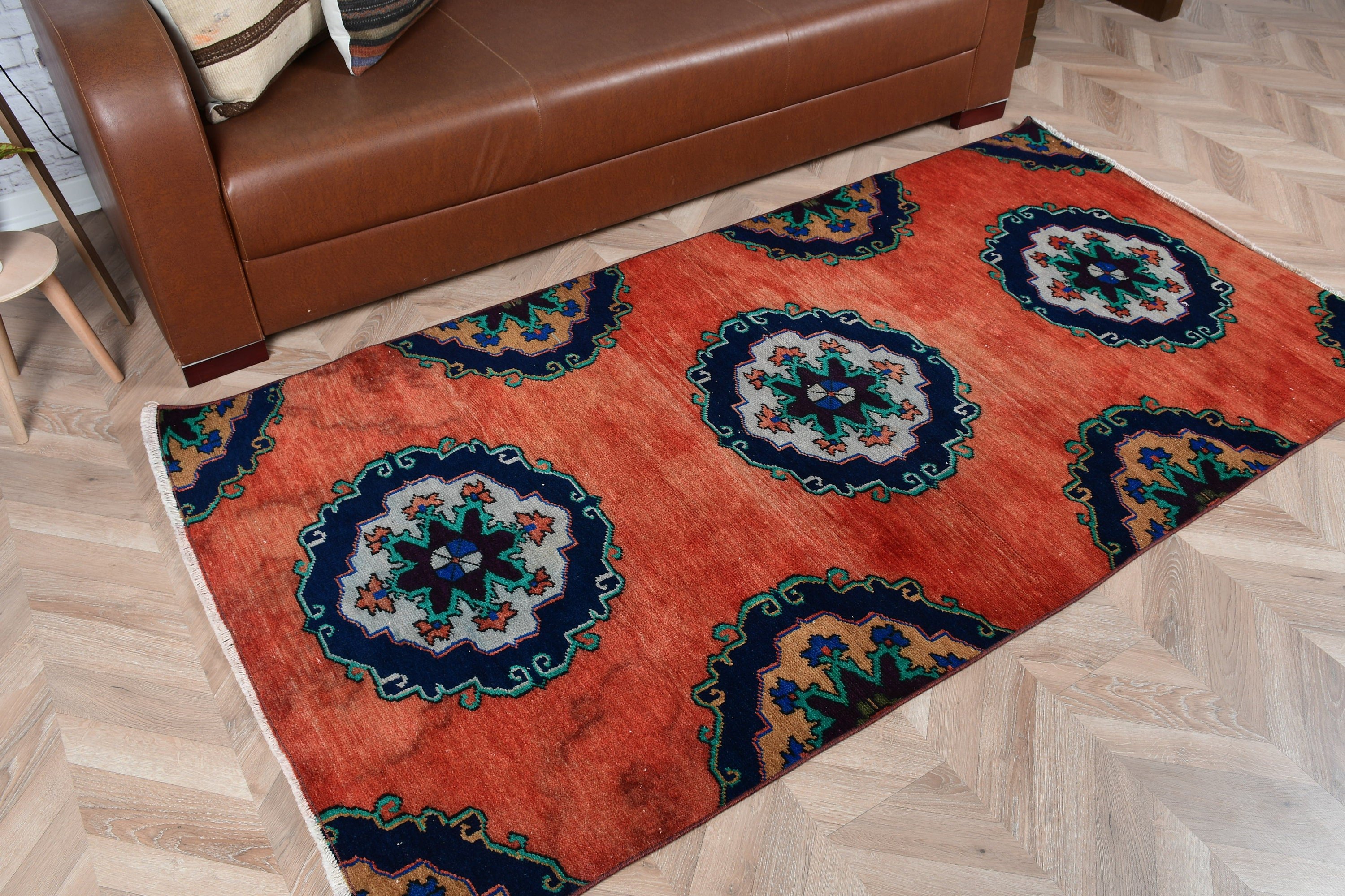 Turkish Rug, Oriental Rug, 3.6x6.9 ft Area Rugs, Office Rug, Floor Rugs, Vintage Rug, Red Anatolian Rugs, Bedroom Rugs, Living Room Rug