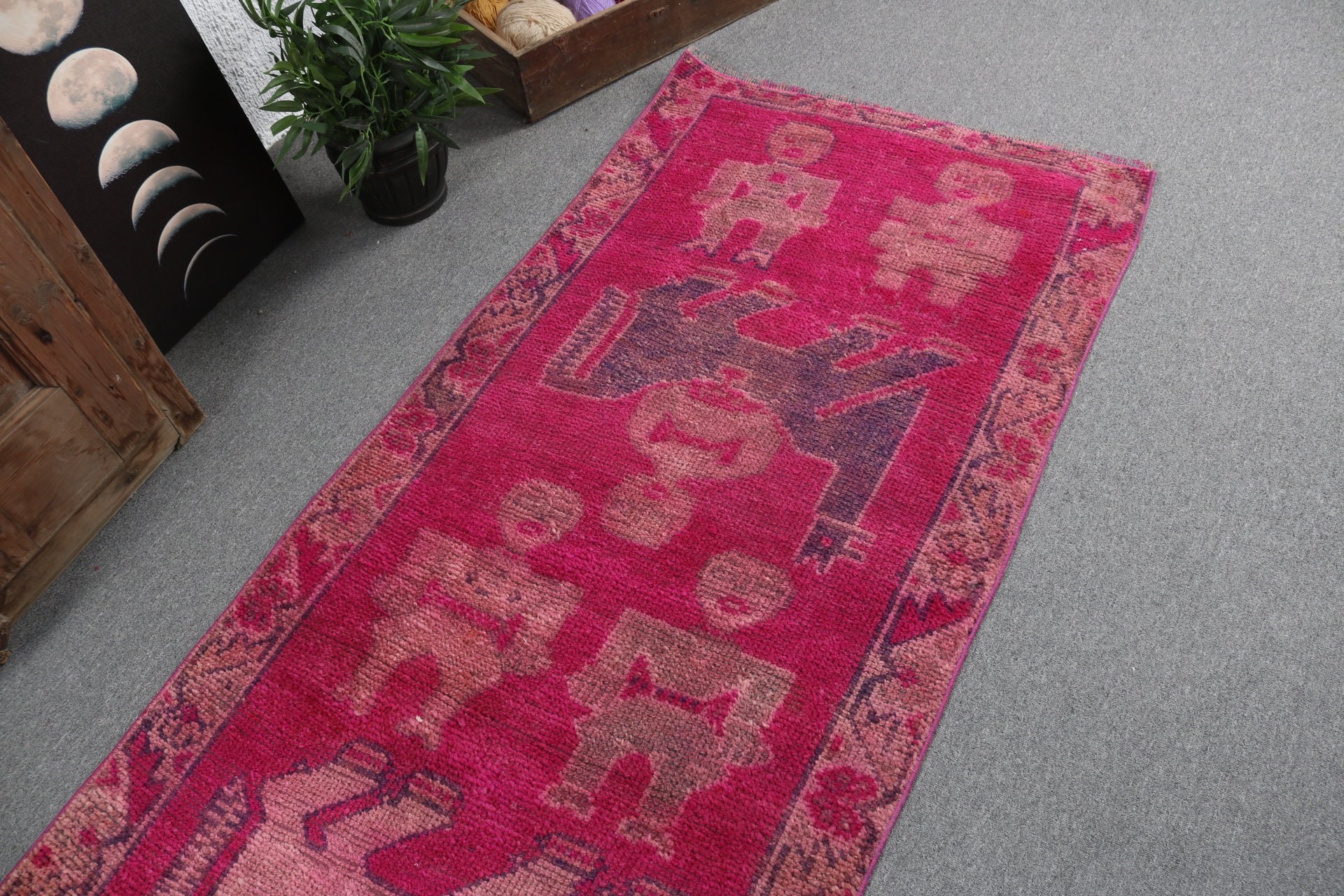 Flatweave Rugs, Turkish Rugs, Antique Rugs, Pink Floor Rug, Vintage Rug, Turkey Rug, 3x8.7 ft Runner Rugs, Corridor Rugs, Long Runner Rug