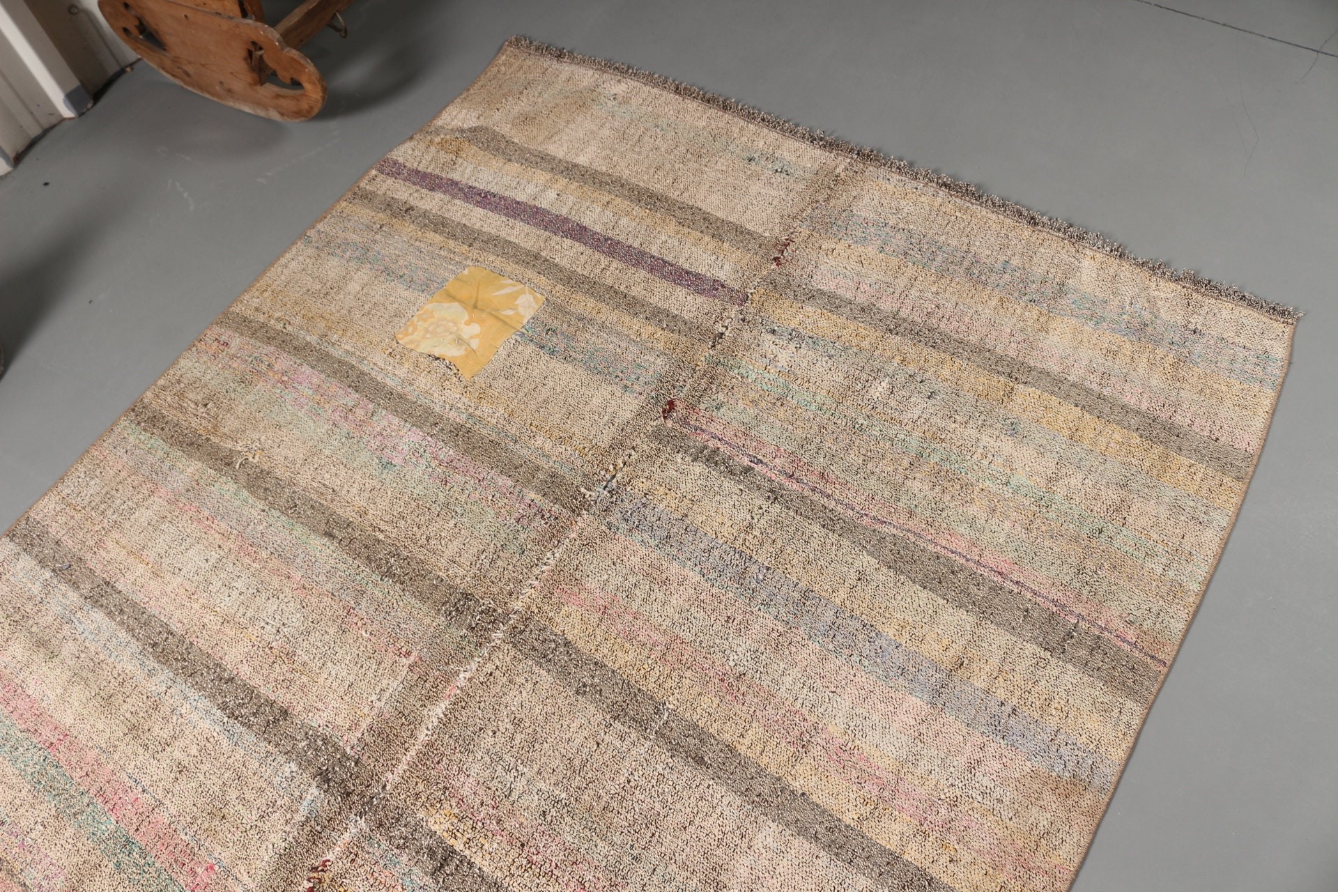 Kilim, Türk Halısı, 4,5x8,1 ft Alan Halısı, Çocuk Odası Halıları, Vintage Halı, Yatak Odası Halısı, Türkiye Halısı, İç Mekan Halıları, Bej Soğuk Halı