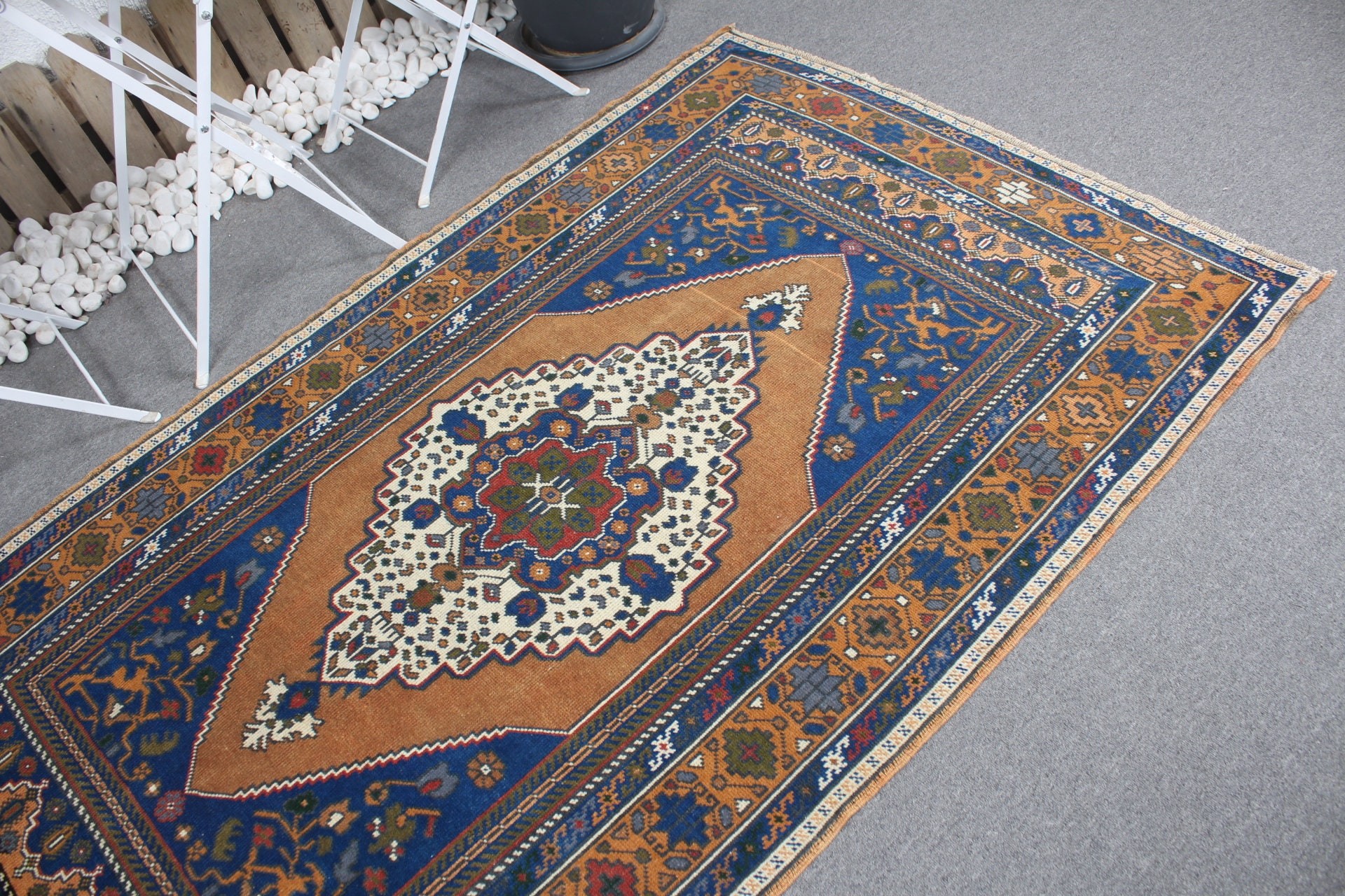 Vintage Rugs, 4.1x6.9 ft Area Rug, Organic Rug, Kitchen Rug, Blue Home Decor Rug, Turkish Rugs, Bedroom Rugs, Rugs for Bedroom, Floor Rugs