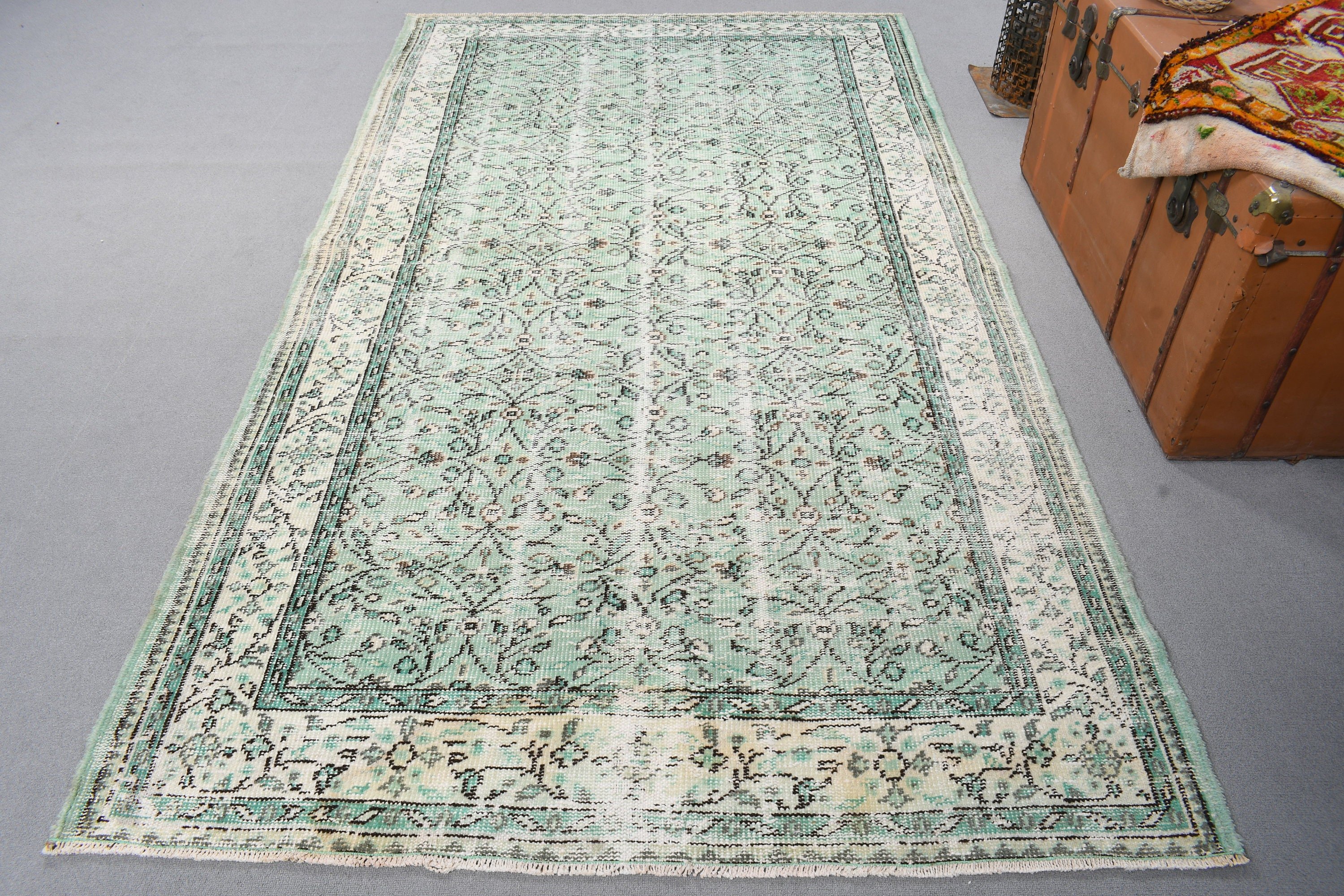 Vintage Halı, Büyük Oushak Halıları, Türk Halıları, 4,8x8,5 ft Büyük Halı, Büyük Vintage Halı, Fas Halısı, Oryantal Halılar, Yeşil Antika Halılar