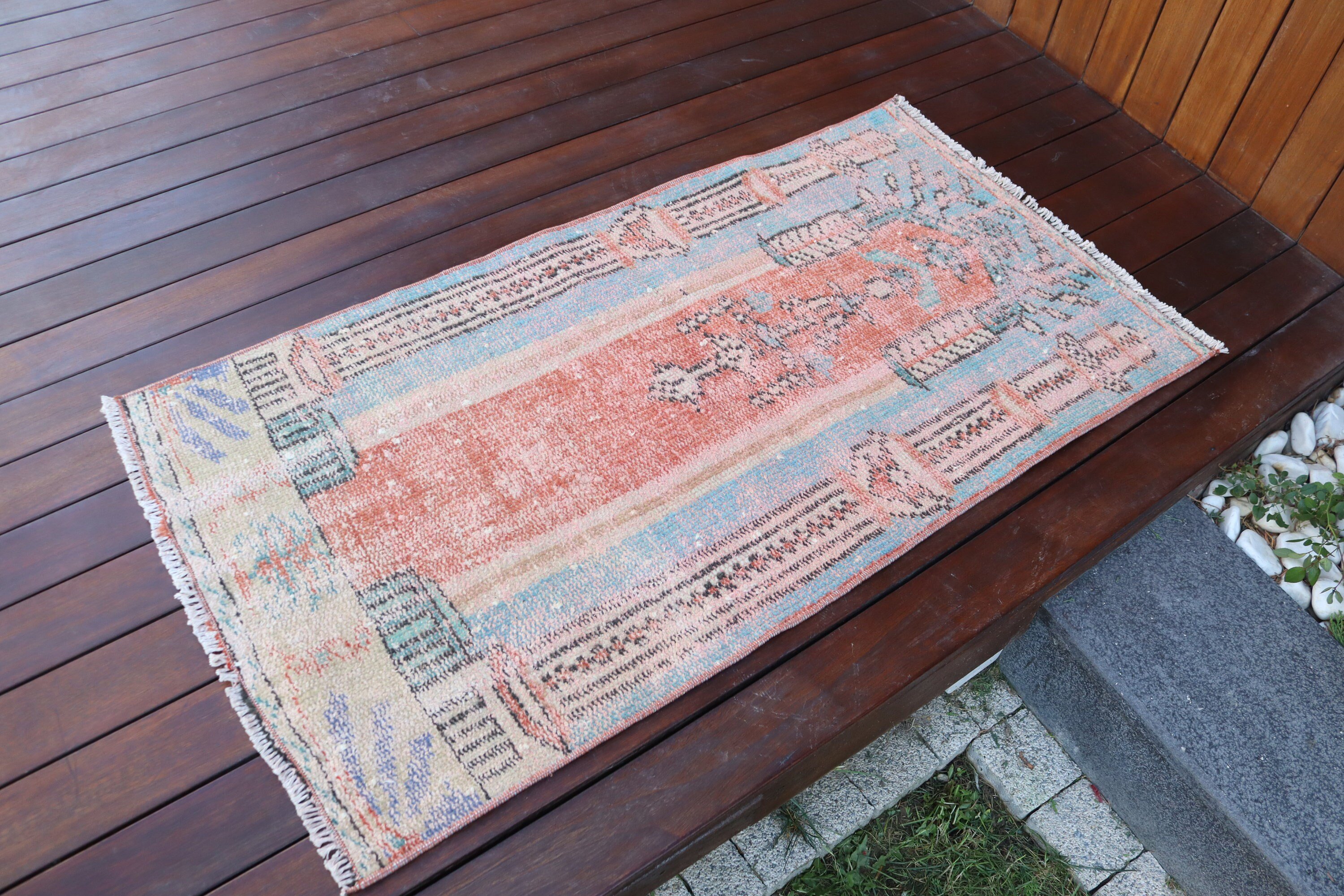 Nötr Halı, Vintage Halı, Fas Halıları, Turuncu 2.1x4 ft Küçük Halılar, Duvara Asılı Halılar, Yatak Odası Halısı, Türk Halıları, Yer Halıları