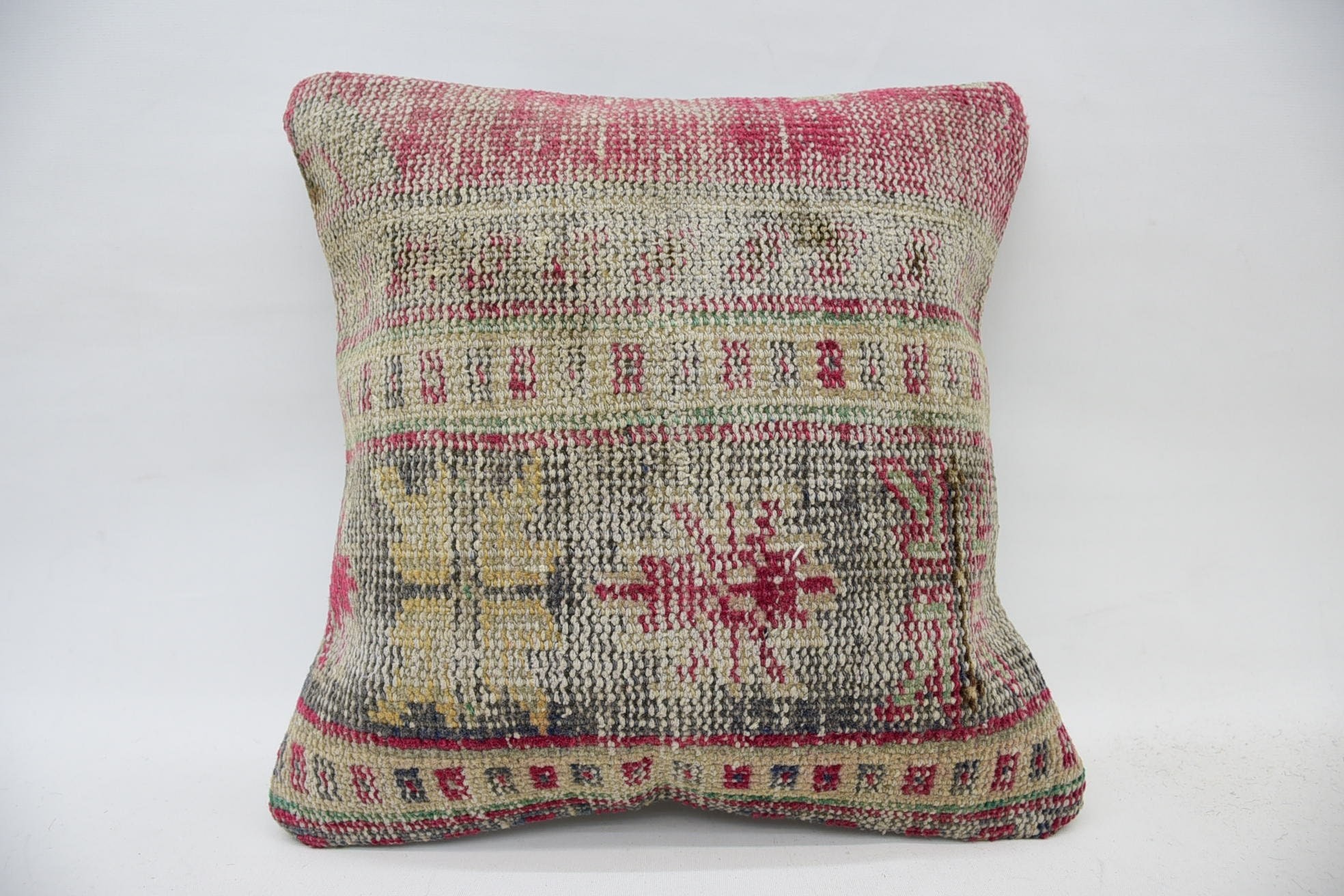 Wool Kilim Pillow Pillow Case, Pillow for Couch, Kilim Pillow Cover, 14"x14" Beige Pillow, Turkish Kilim Pillow, Yoga Pillow Cover