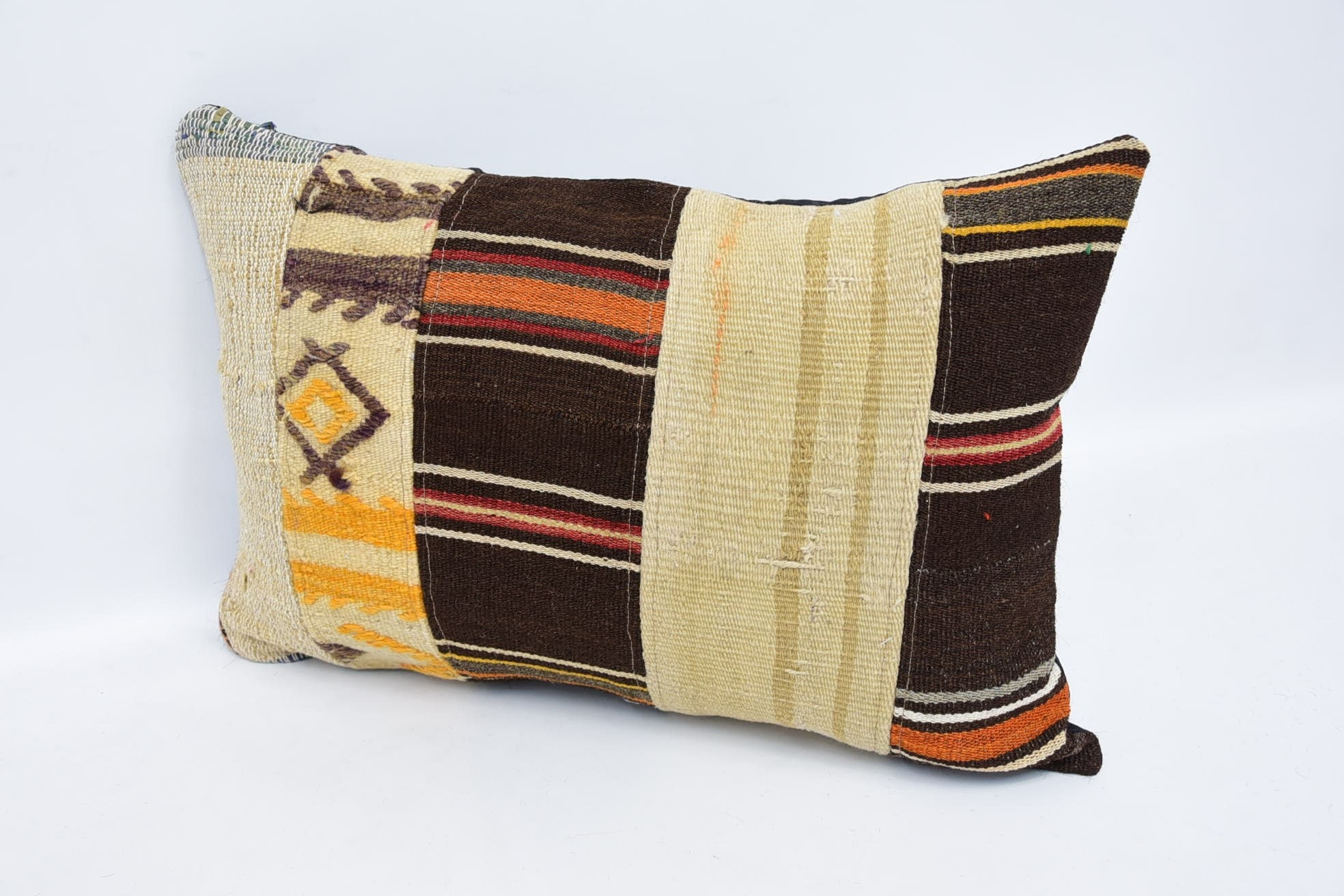 Pillow for Sofa, Personalized Gift Pillow Pillow Cover, Kilim Pillow Cover, 16"x24" Beige Cushion Case, Boho Pillow Sham Cover