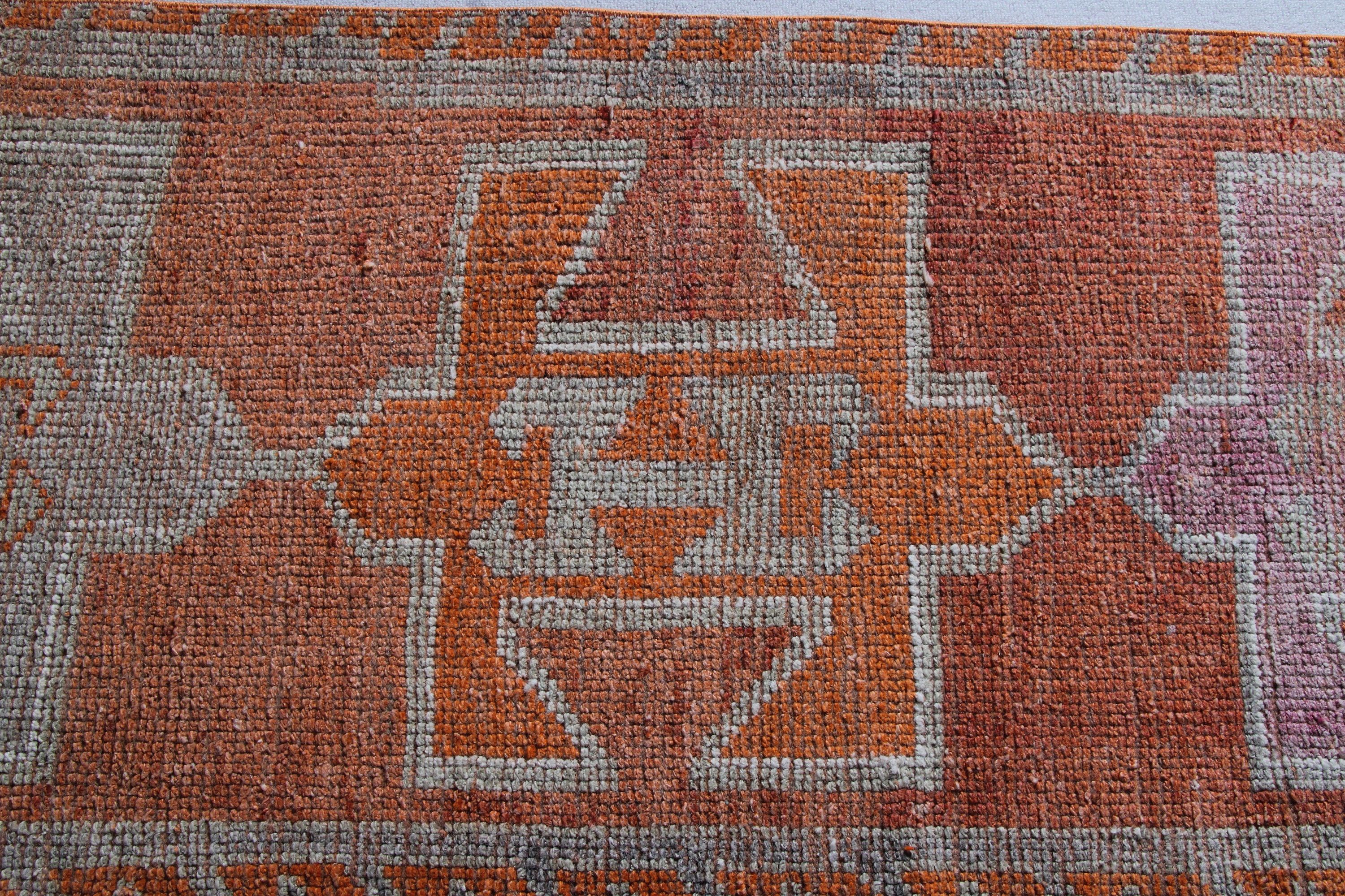 Handwoven Rugs, 2.7x10.5 ft Runner Rugs, Turkish Rugs, Corridor Rugs, Floor Rugs, Boho Rugs, Orange Handwoven Rugs, Vintage Rugs, Stair Rug