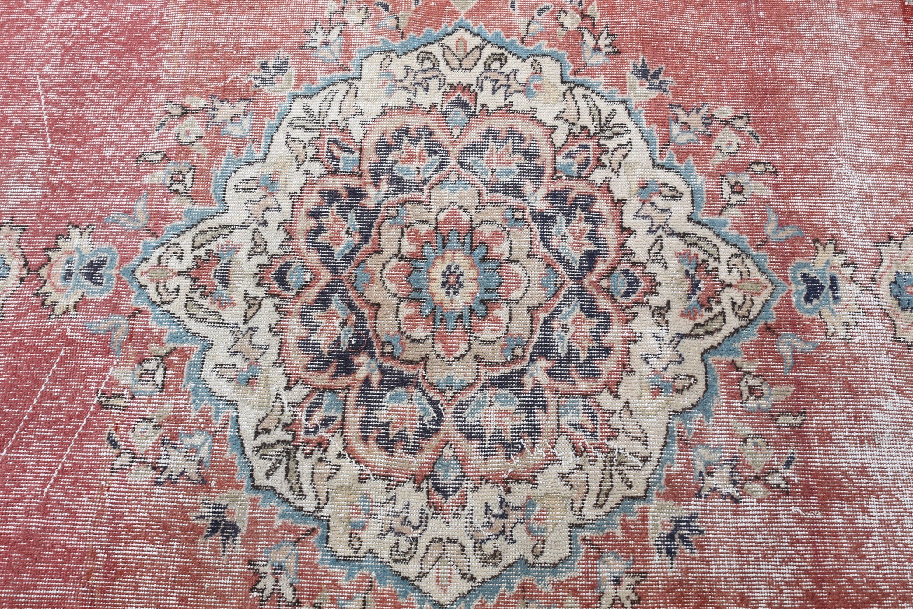 Pale Rug, 4.3x7.4 ft Area Rug, Turkish Rug, Red Oriental Rug, Floor Rug, Vintage Rugs, Anatolian Rugs, Rugs for Living Room, Home Decor Rug