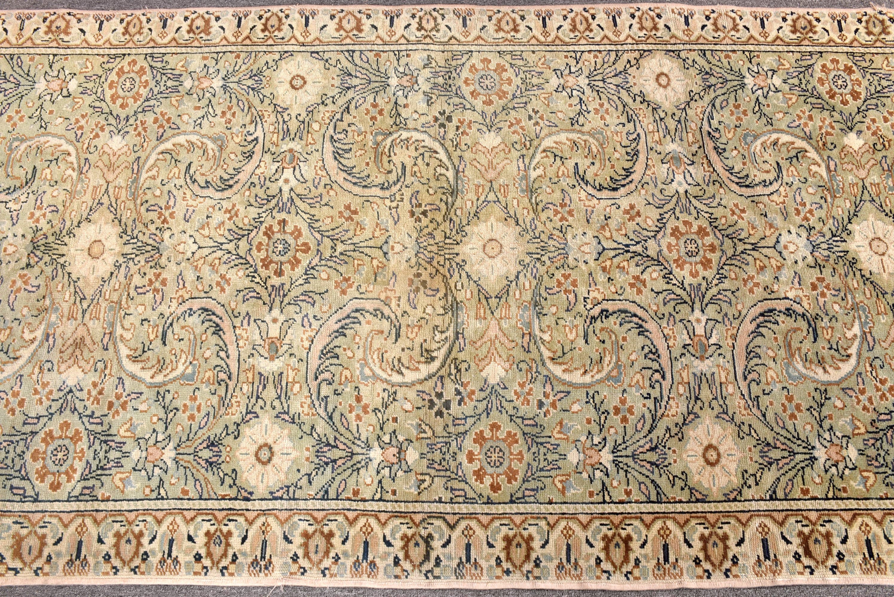 Vintage Halı, Boho Halı, Mutfak Halıları, Dekoratif Halılar, Ev Dekorasyonu Halıları, Oushak Halı, 3.1x5.9 ft Accent Halılar, Türk Halısı, Yeşil Açıklama Halısı