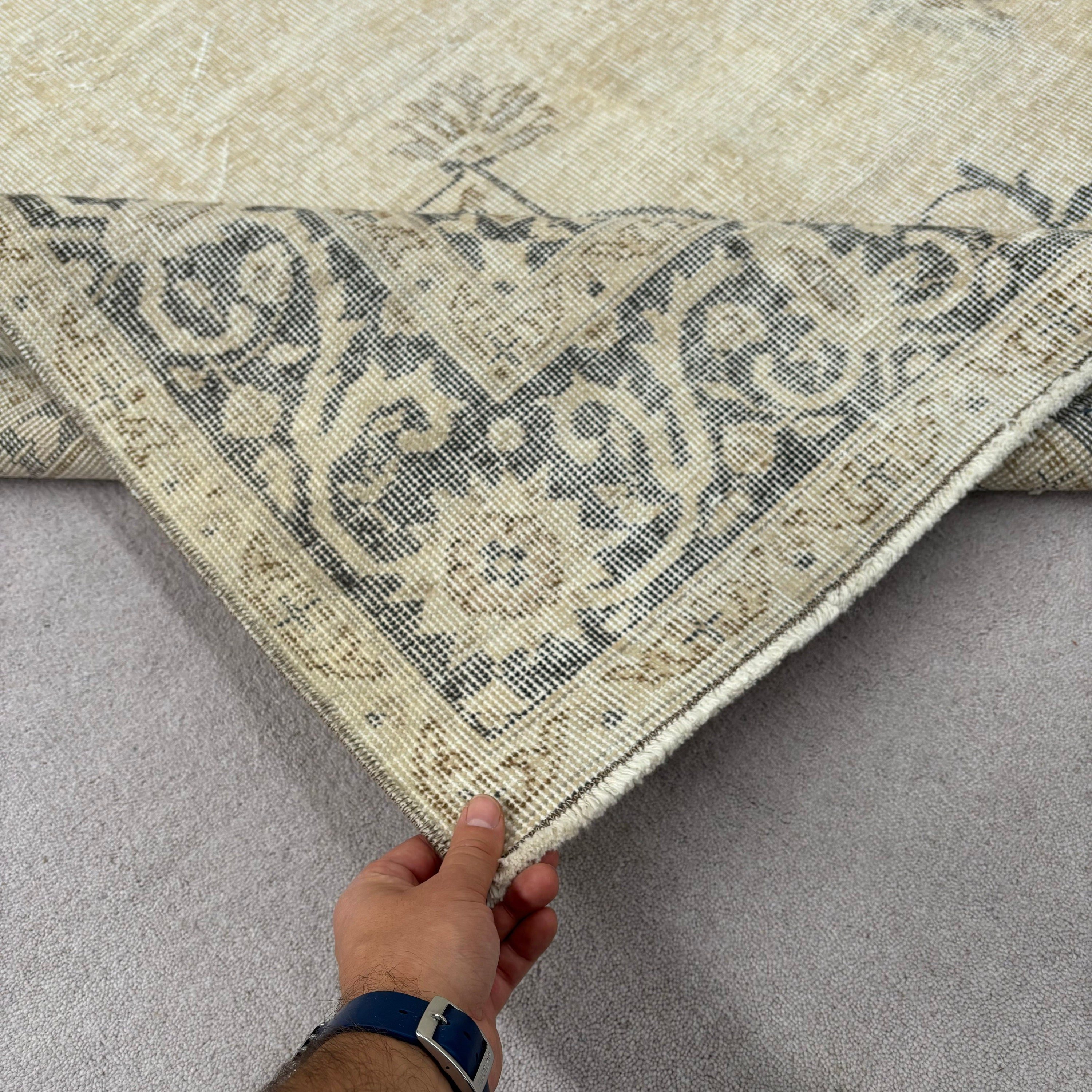 6.3x9.7 ft Büyük Halılar, Salon Halısı, El Yapımı Halı, Bej Yatak Odası Halıları, Anadolu Halısı, Büyük Boho Halısı, Geometrik Halılar, Türk Halısı, Vintage Halı