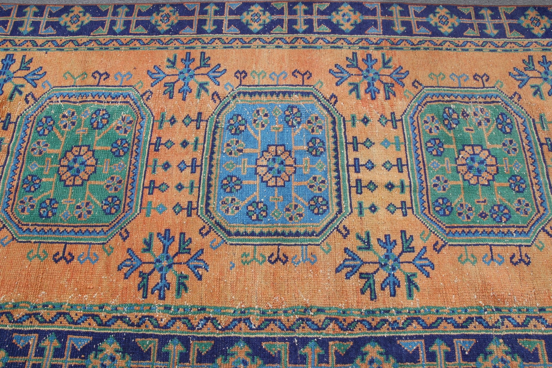 Oriental Rug, Orange Anatolian Rugs, Kitchen Rug, 3.9x10.4 ft Runner Rug, Turkish Rugs, Rugs for Corridor, Corridor Rugs, Vintage Rug