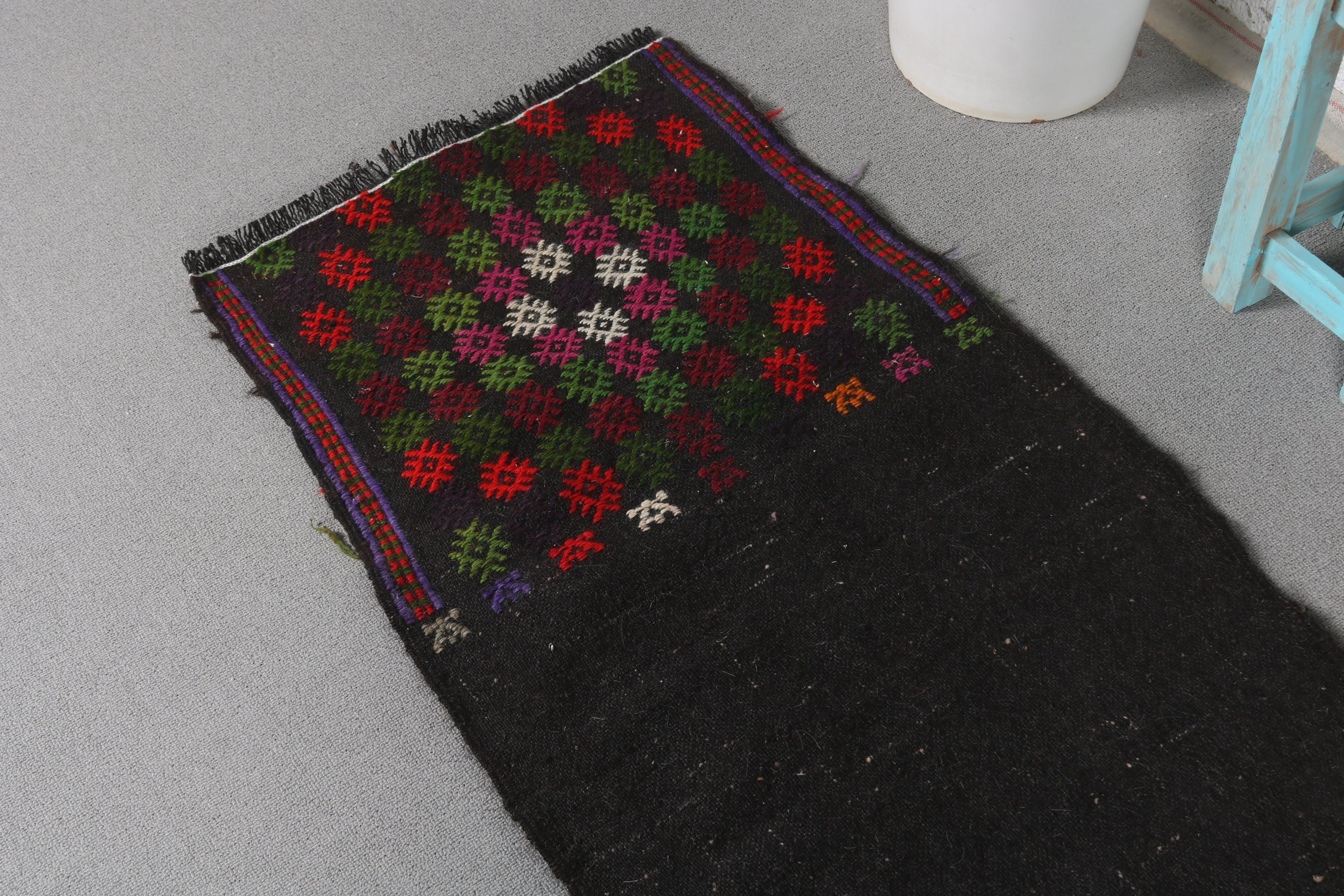 Corridor Rug, Vintage Rug, Kilim, Aztec Rug, Antique Rugs, Black Kitchen Rug, 1.8x8 ft Runner Rug, Cool Rug, Turkish Rug, Rugs for Stair