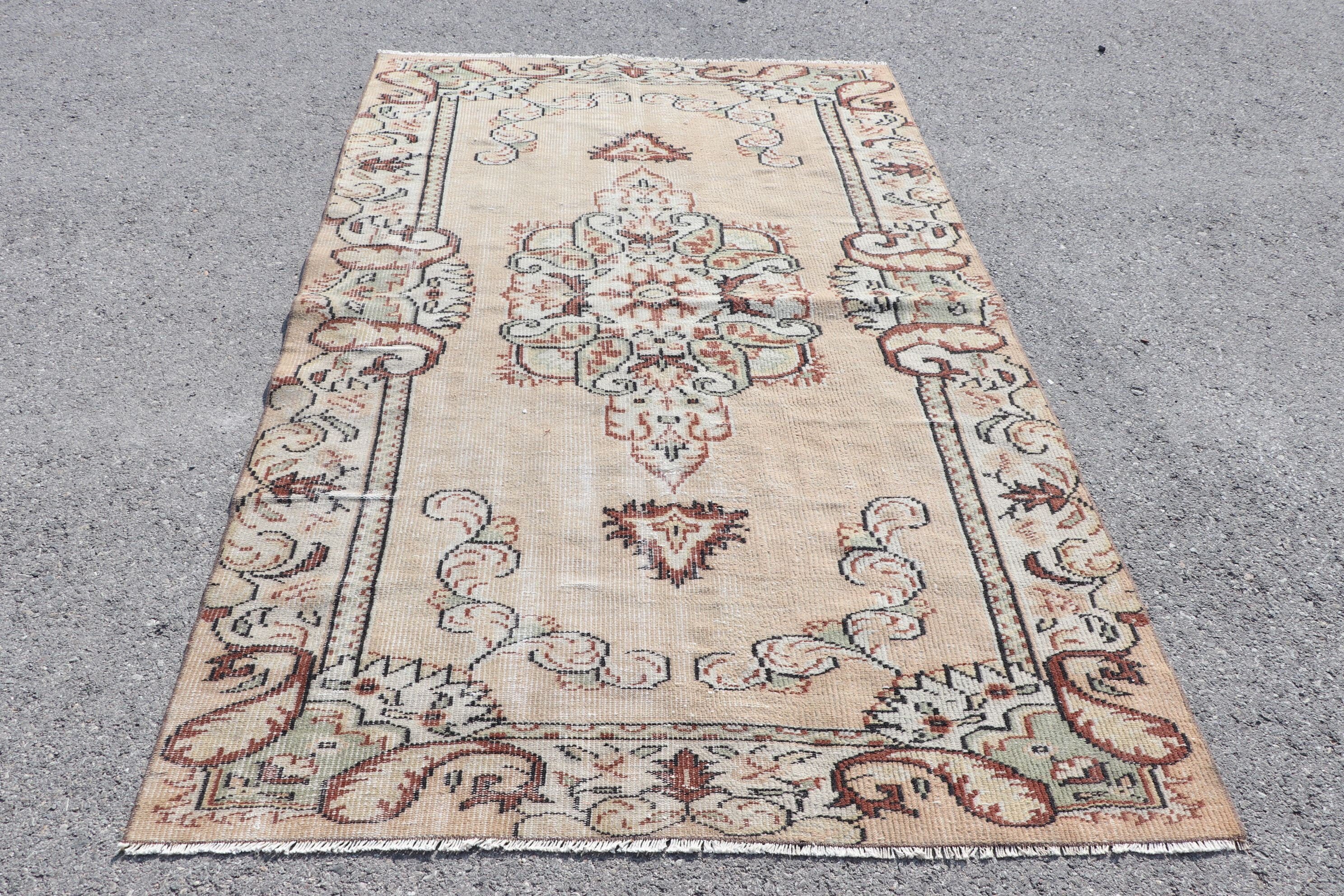 Kitchen Rug, Rugs for Floor, Bedroom Rug, Designer Rug, Turkish Rugs, Floor Rug, Beige Wool Rug, 4.8x7.7 ft Area Rug, Boho Rug, Vintage Rug