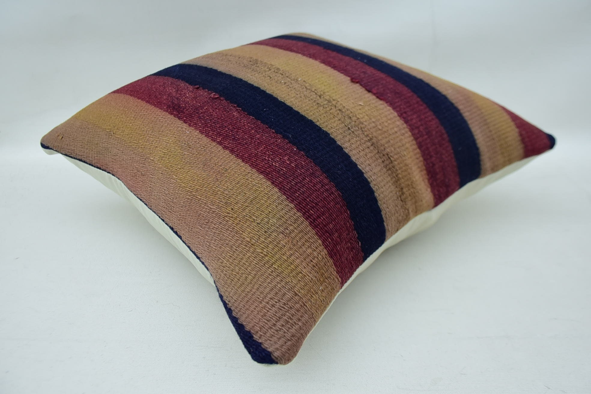 Southwestern Cushion Case, Vintage Kilim Throw Pillow, Ethnical Kilim Rug Pillow, Kilim Cushion Sham, 16"x16" Blue Cushion Cover