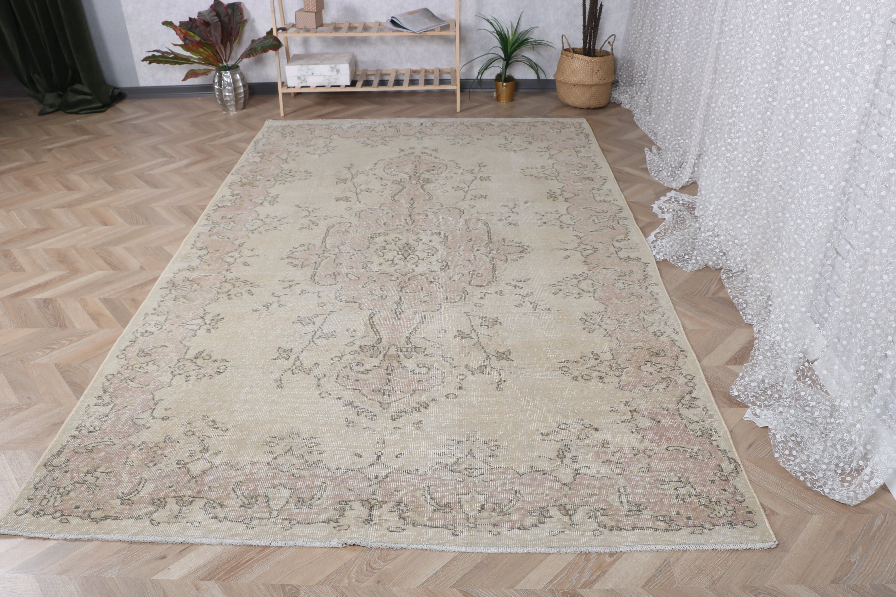 Vintage Halı, Salon Halısı, Dekoratif Halı, Türk Halısı, Kahverengi Oryantal Halılar, Havalı Halı, Oturma Odası Halısı, Ev Dekor Halıları, 5,9x9,5 ft Büyük Halılar