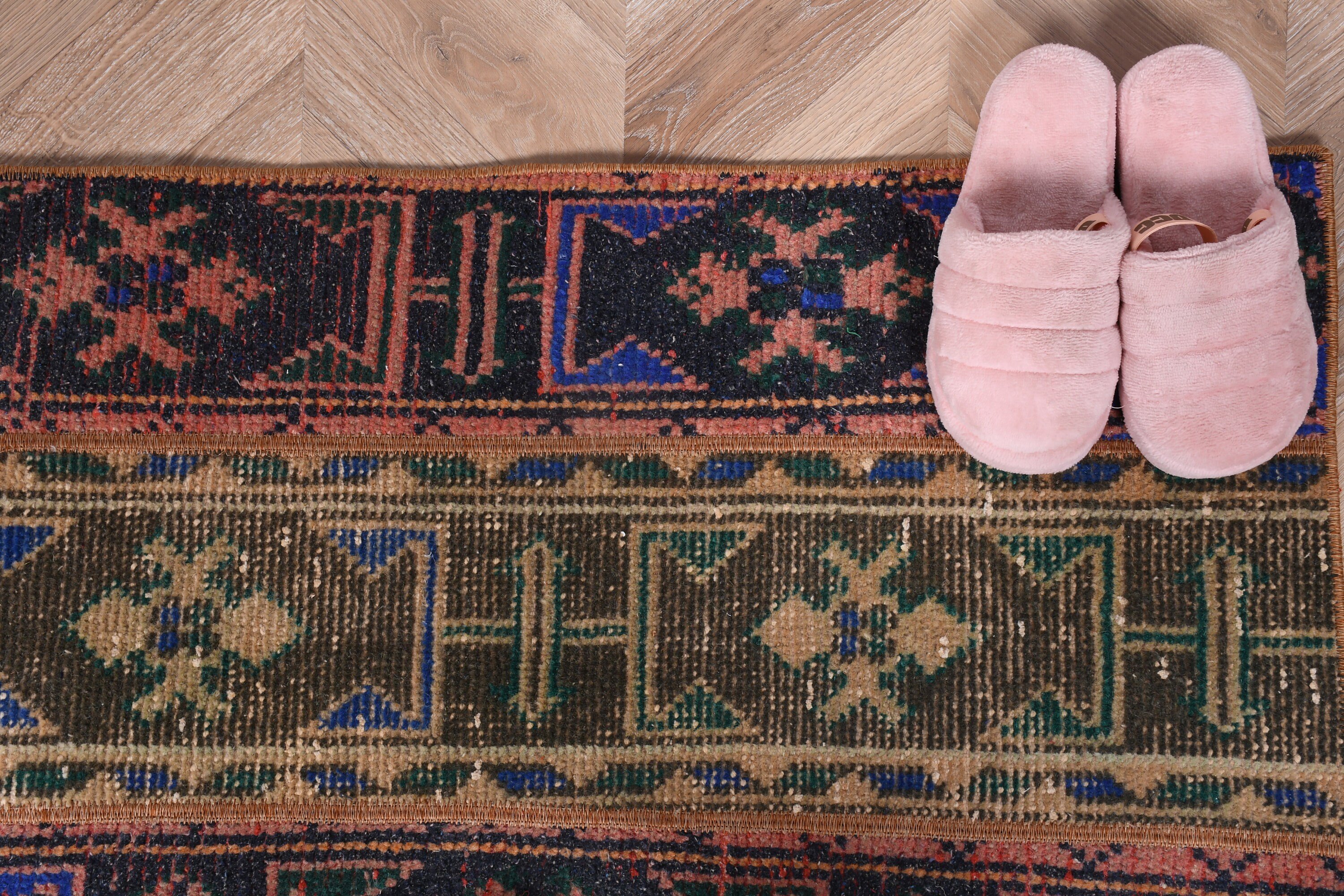 Fas Halısı, Kapı Paspası Halısı, Sessiz Halı, Vintage Halı, Türk Halısı, Duvara Asılı Halılar, 1.8x3.1 ft Küçük Halılar, Pembe Oushak Halısı, Oushak Halısı