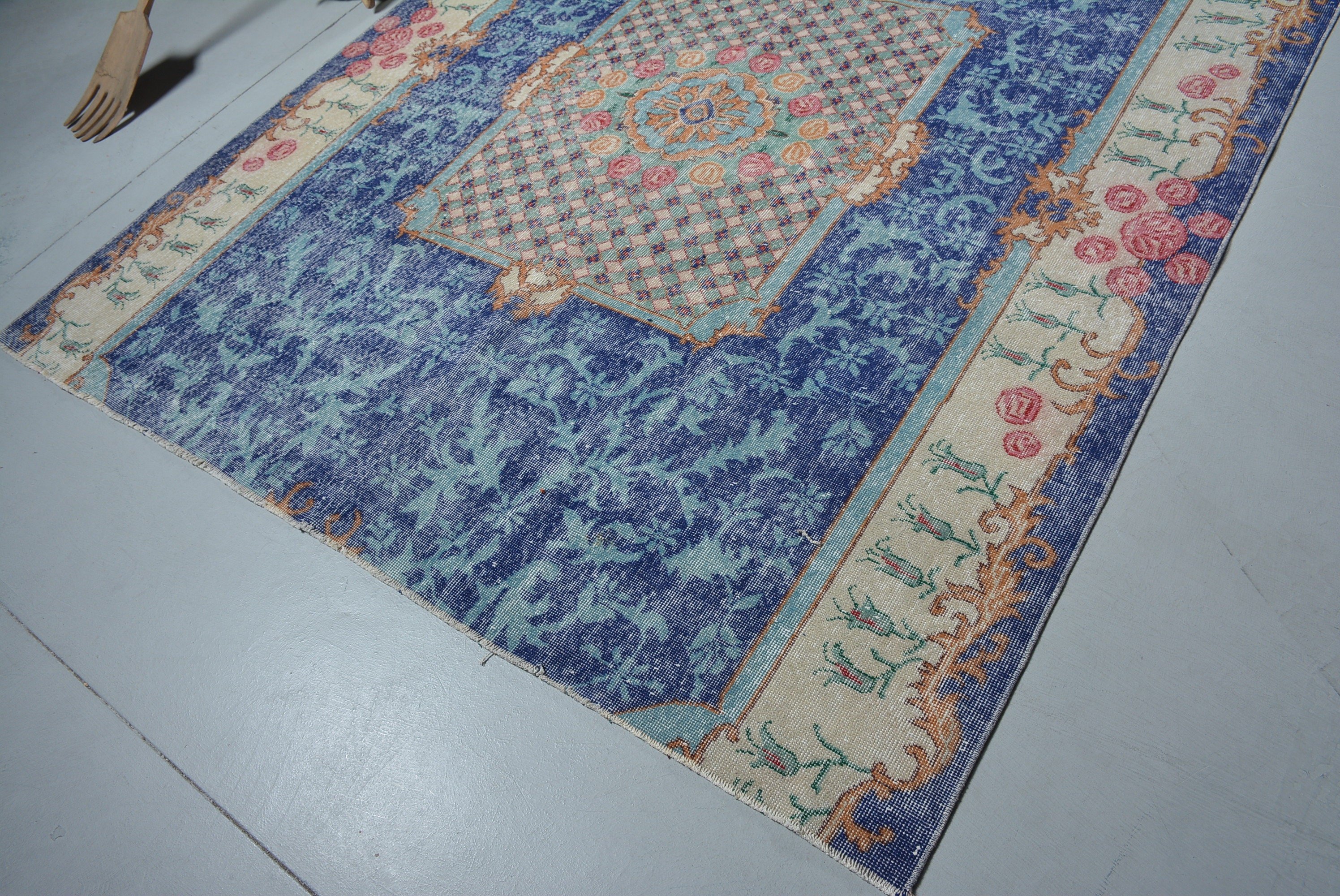 Living Room Rug, Turkish Rugs, Vintage Rug, Colorful Rug, 6.9x8.9 ft Large Rugs, Wool Rugs, Muted Rugs, Rugs for Salon, Dining Room Rug
