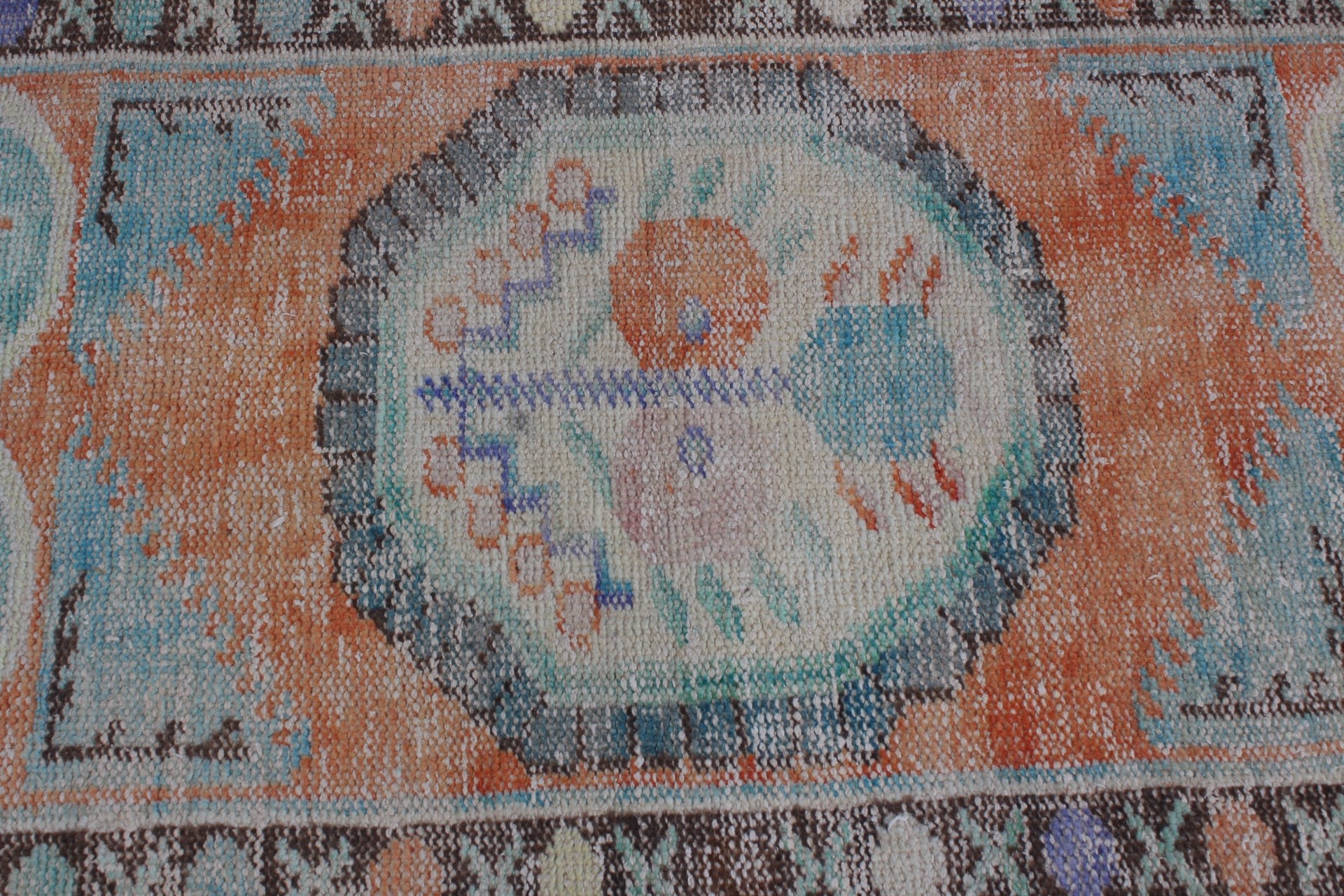 Türk Halısı, Vintage Halı, 2.4x5.1 ft Küçük Halı, Turuncu Yün Halılar, Antika Halılar, Banyo Halısı, Banyo Halısı, Yün Halı, Kapı Paspası Halıları