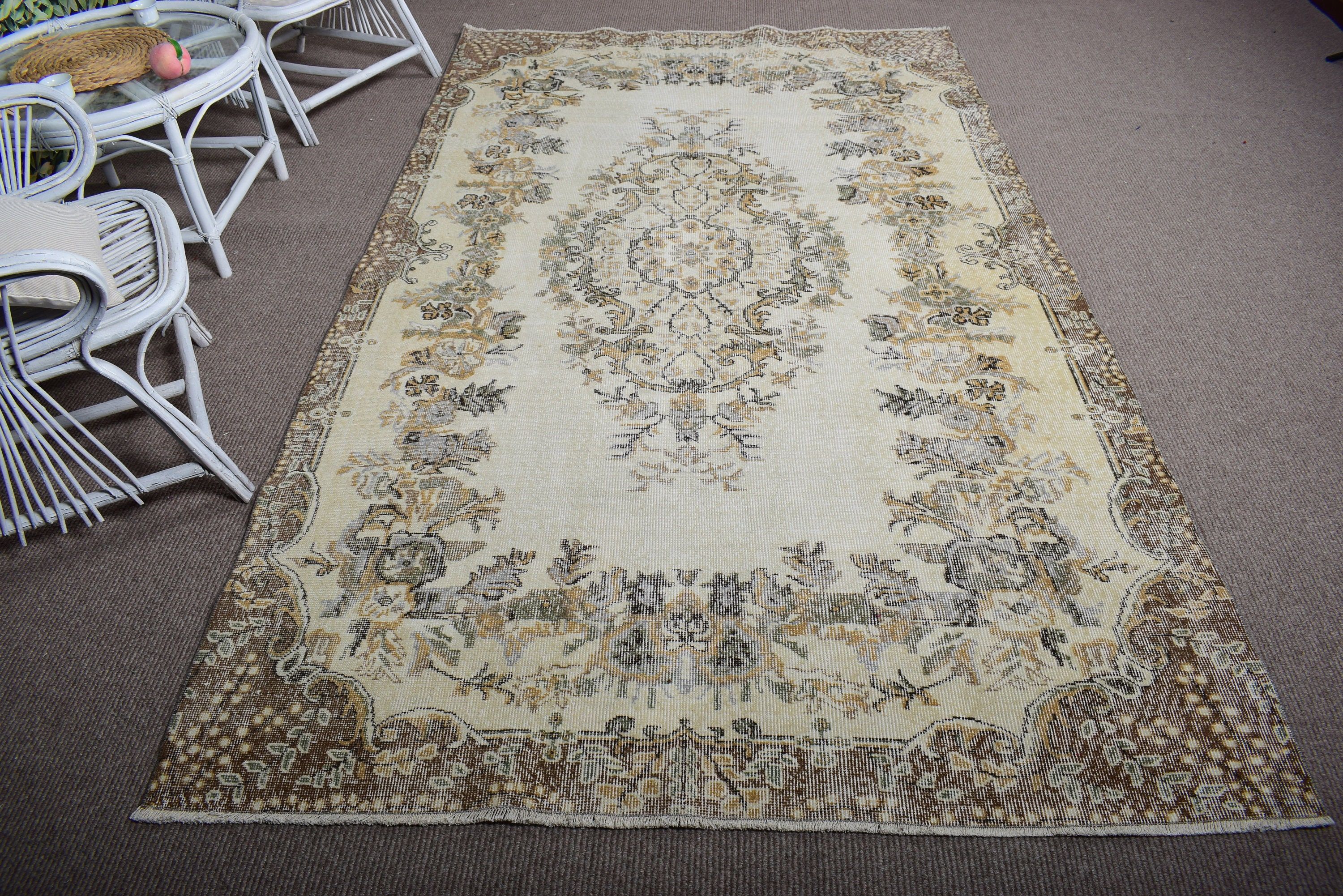 Yemek Odası Halısı, Bej Oryantal Halılar, Büyük Oushak Halıları, 5,4x9,2 ft Büyük Halı, Modern Halılar, Yatak Odası Halısı, Boho Halısı, Türk Halısı, Vintage Halı